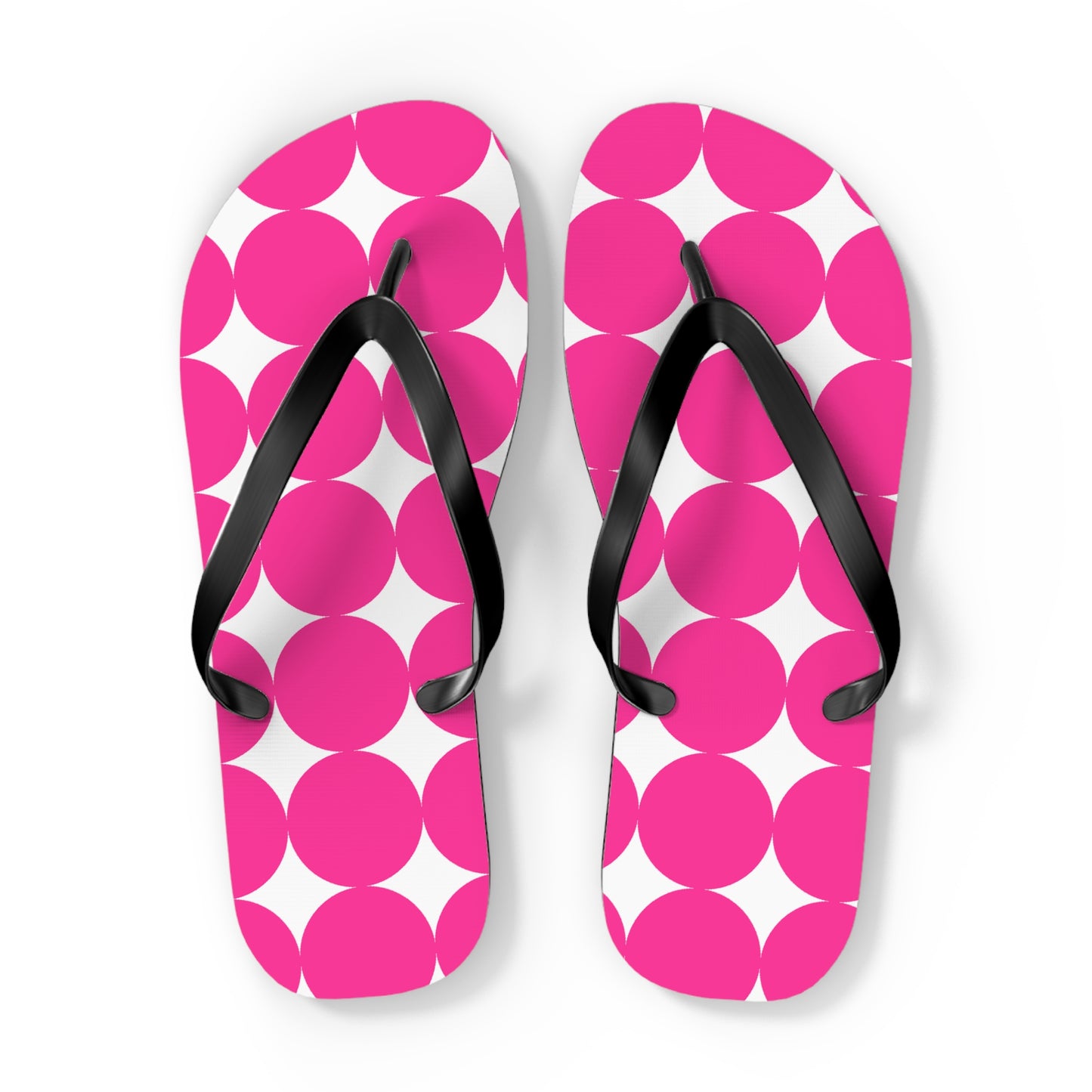 Vibrant Pink Polka Dot Flip Flops, Summer Footwear, Beach Sandals, Vacation Essentials, Fun Poolside Slides