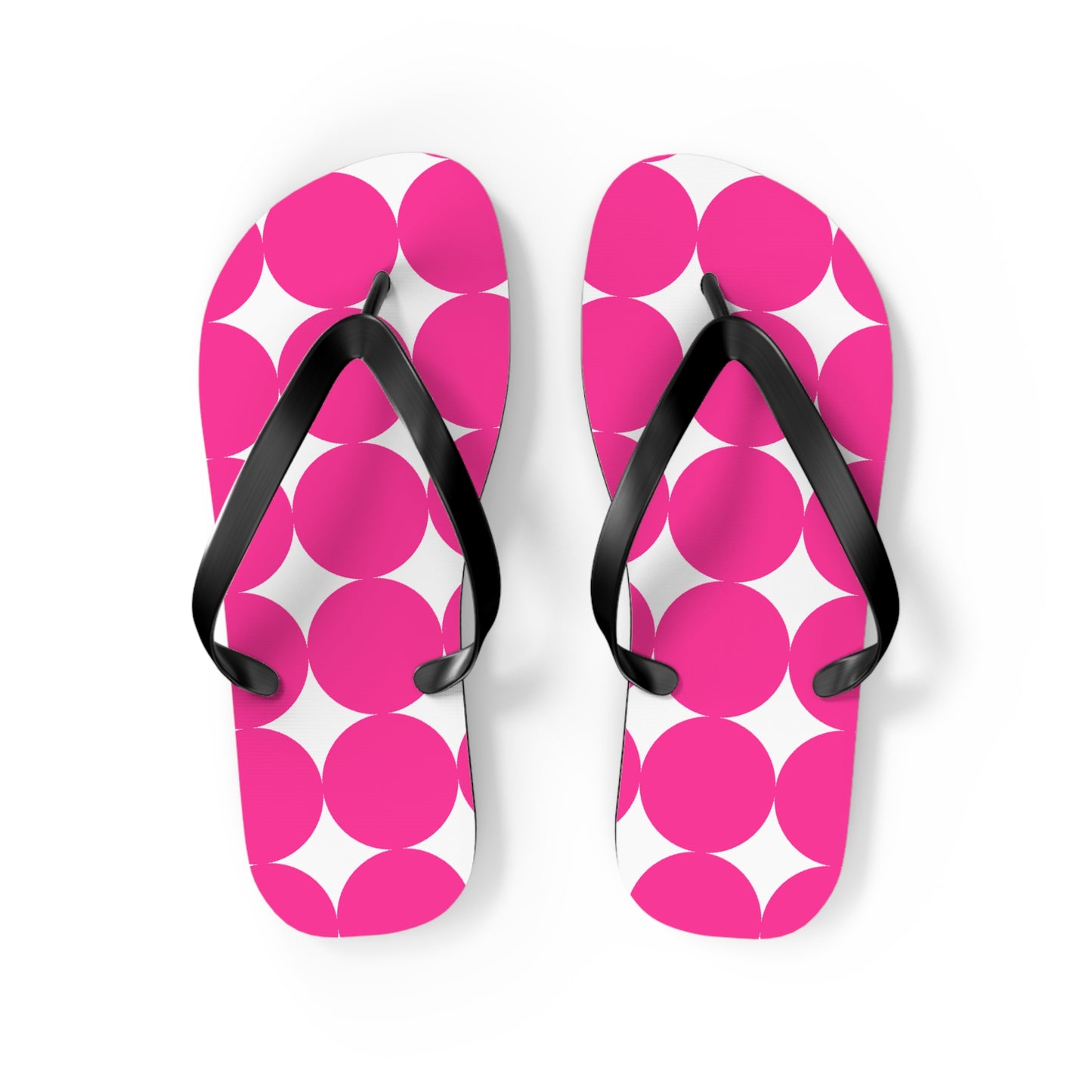 Vibrant Pink Polka Dot Flip Flops, Summer Footwear, Beach Sandals, Vacation Essentials, Fun Poolside Slides