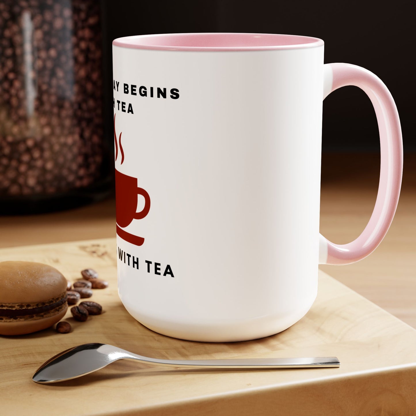 A Good Day Begins With Tea Two-Tone Mugs
