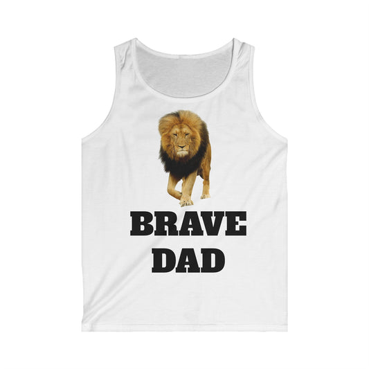 Brave Dad Lion Graphic Tank Top | Perfect Gift for Father's Day, Birthday, Dad's Night Out, Summer Wear, Casual Style