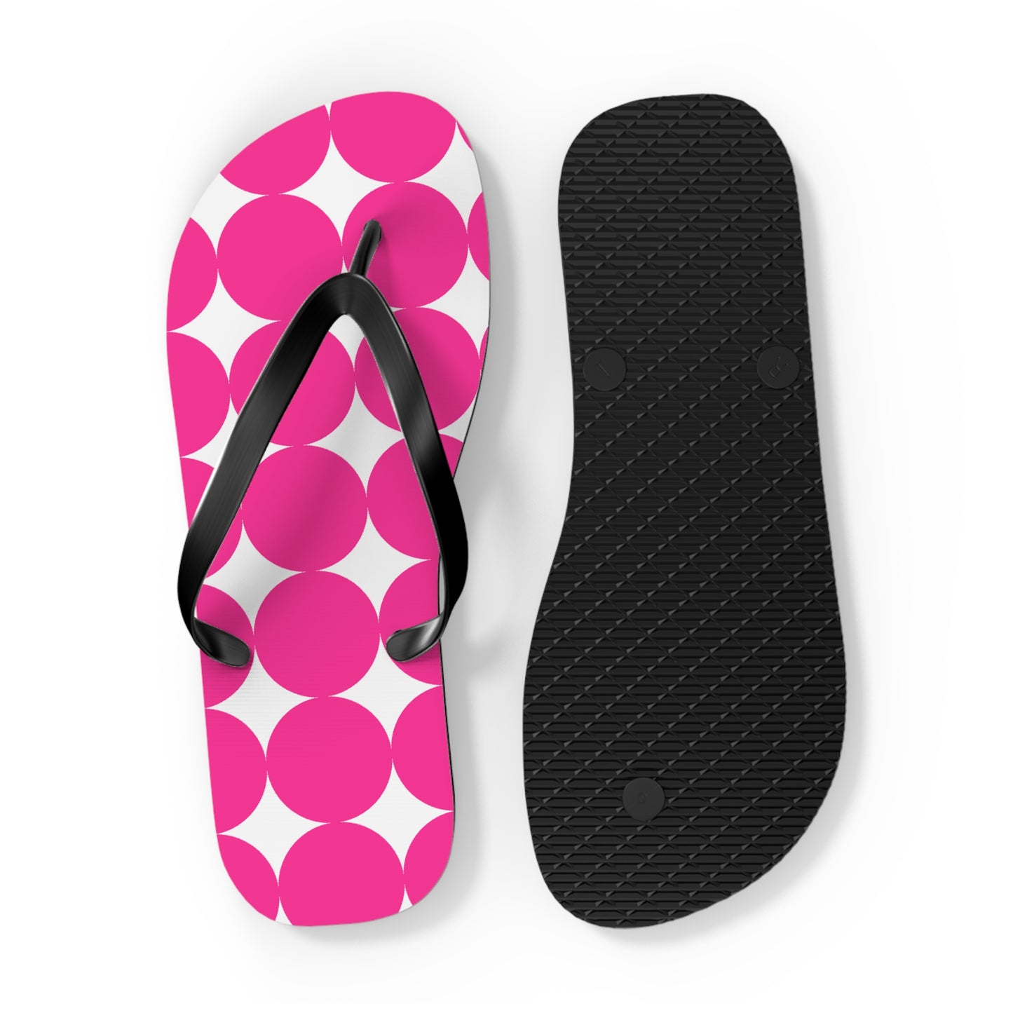 Vibrant Pink Polka Dot Flip Flops, Summer Footwear, Beach Sandals, Vacation Essentials, Fun Poolside Slides
