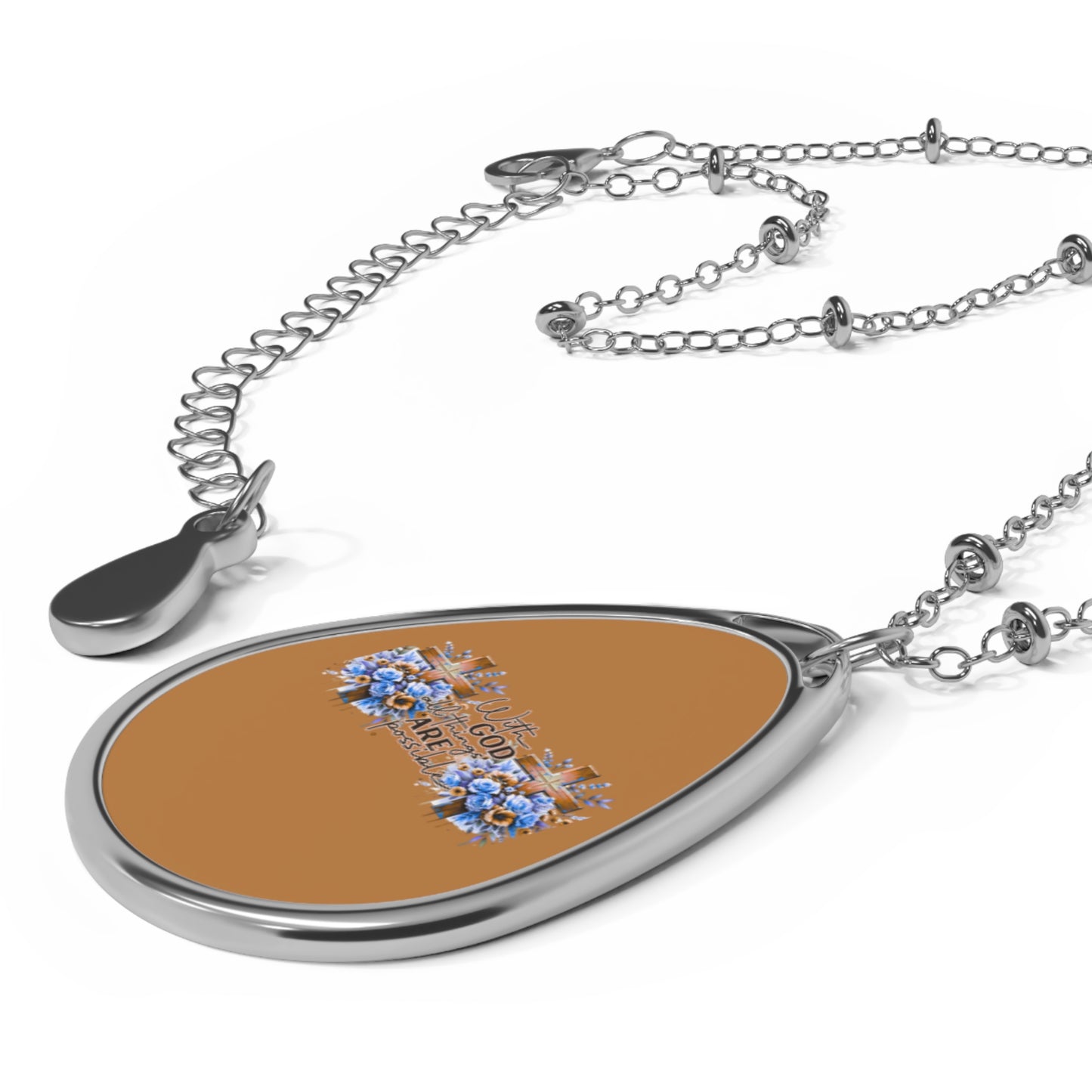 Floral Oval Necklace with Inspirational Quote, Elegant Jewelry for Daily Wear, Mother's Day Gift, Personalized Gift, Fashion Accessory