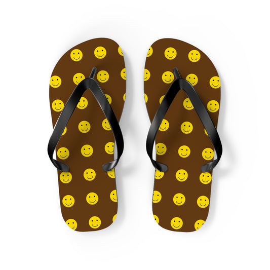 Brown Smiley Flip Flops