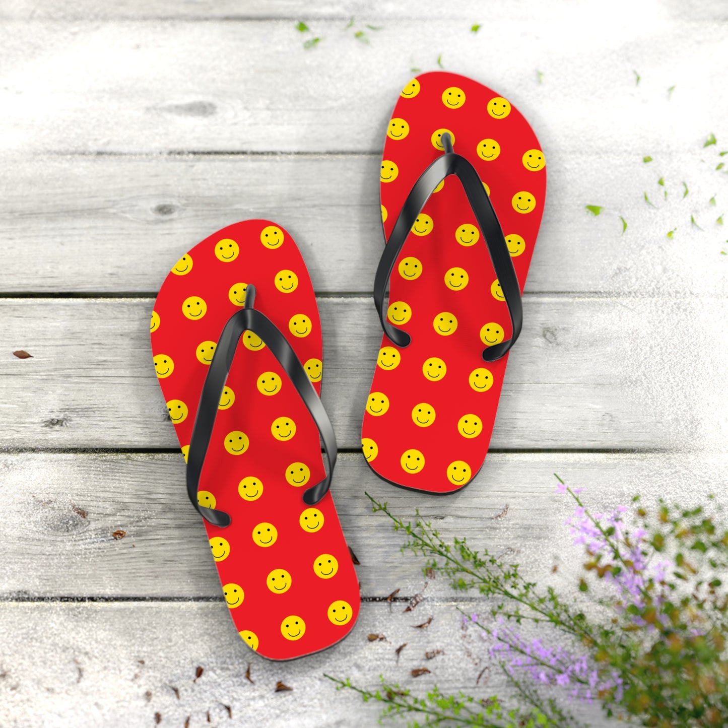 Flip Flops - Bright Smiley Fun Beach Footwear for Summer Vibes