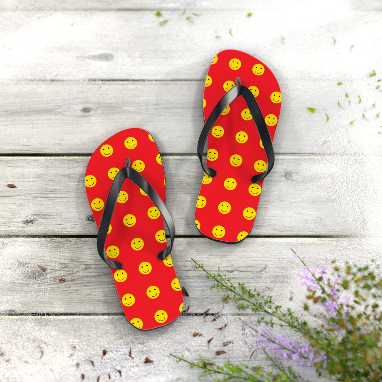 Flip Flops - Bright Smiley Fun Beach Footwear for Summer Vibes