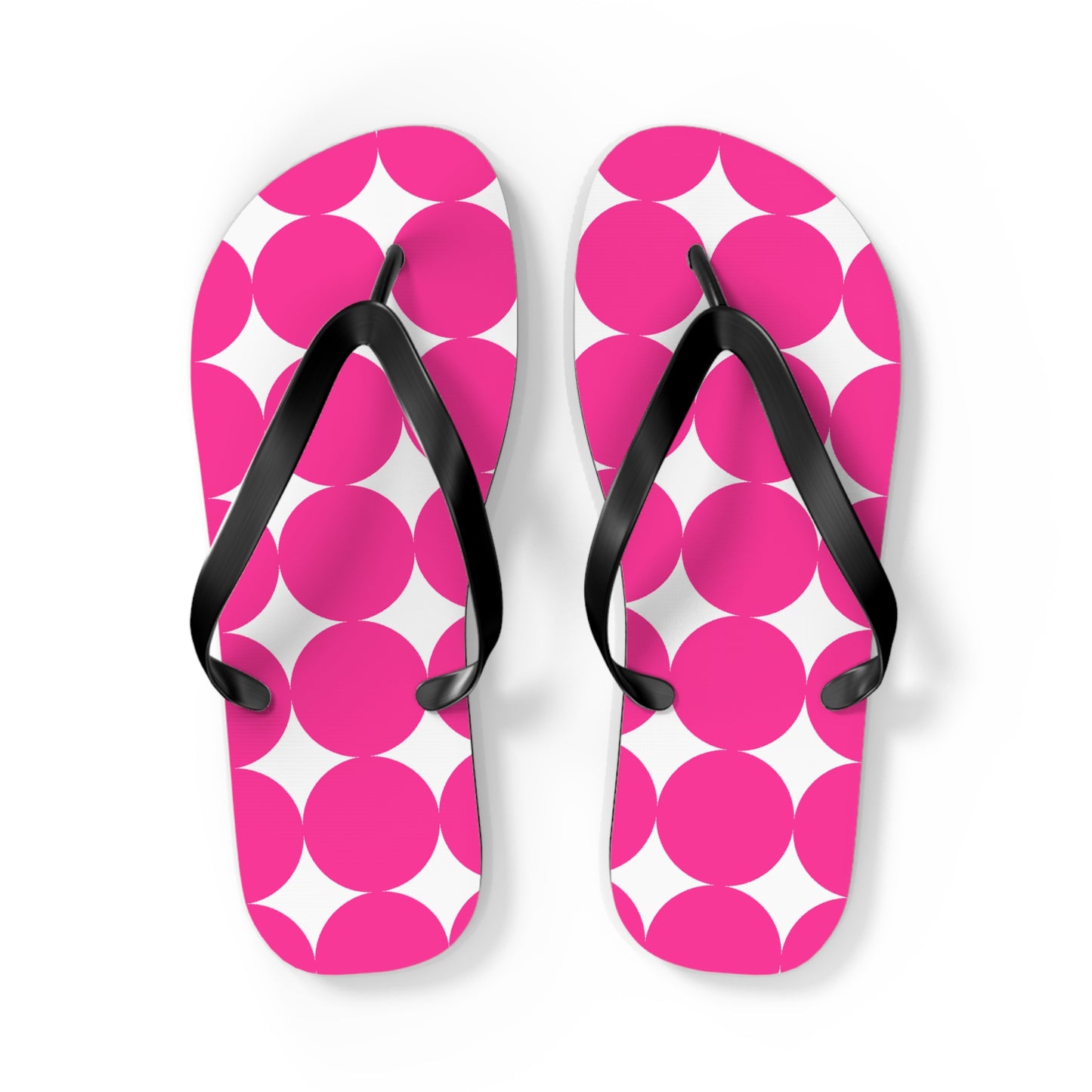 Vibrant Pink Polka Dot Flip Flops, Summer Footwear, Beach Sandals, Vacation Essentials, Fun Poolside Slides