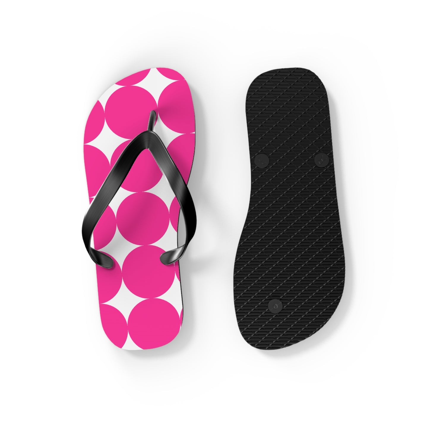 Vibrant Pink Polka Dot Flip Flops, Summer Footwear, Beach Sandals, Vacation Essentials, Fun Poolside Slides