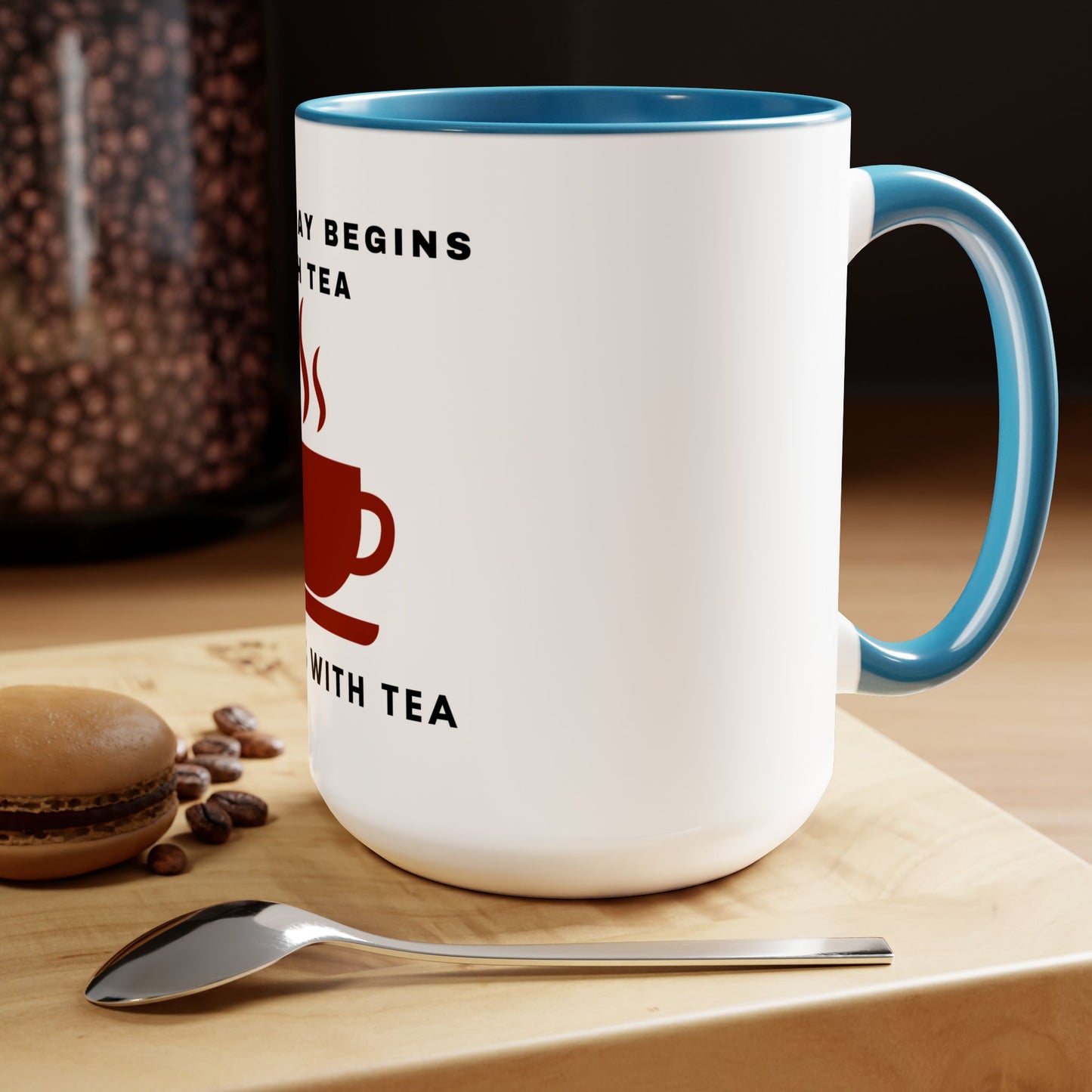 A Good Day Begins With Tea Two-Tone Mugs