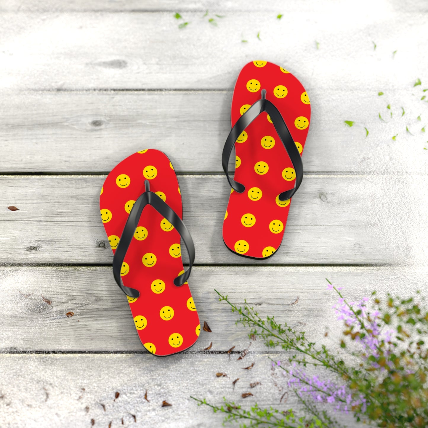 Flip Flops - Bright Smiley Fun Beach Footwear for Summer Vibes