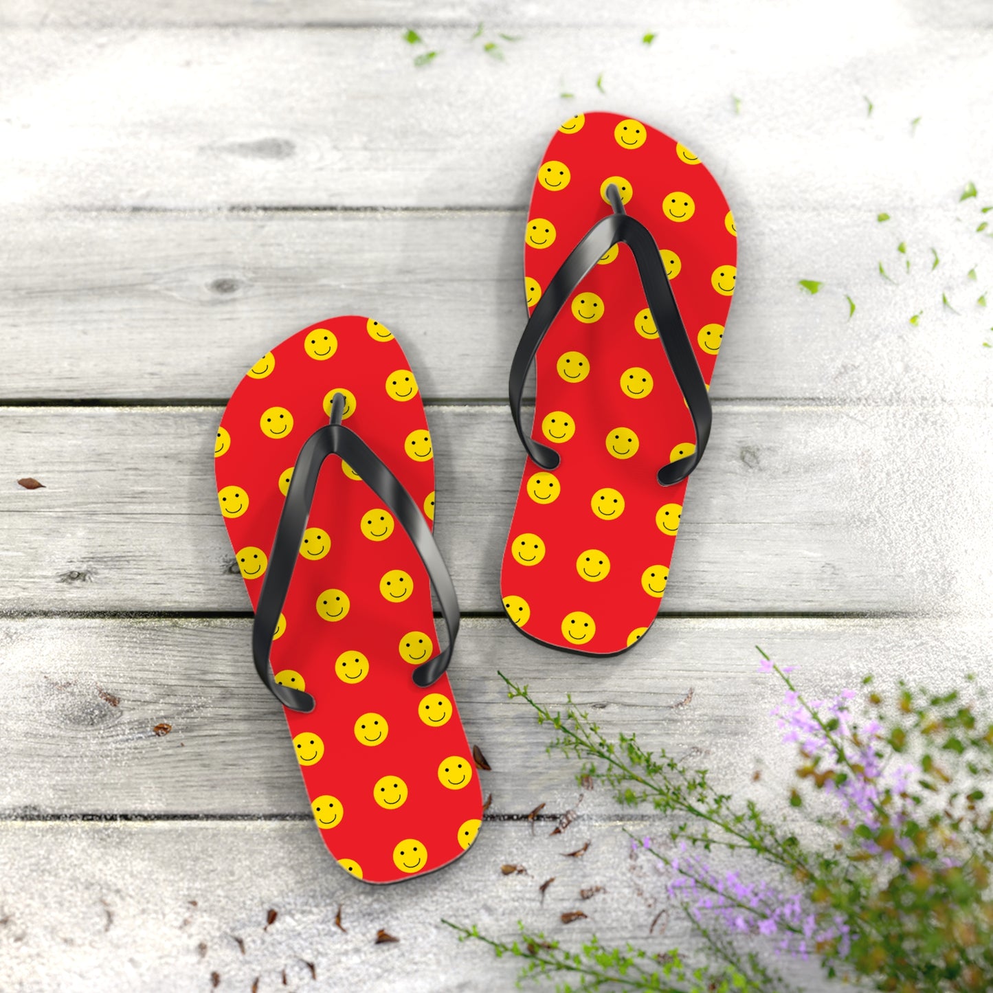 Flip Flops - Bright Smiley Fun Beach Footwear for Summer Vibes