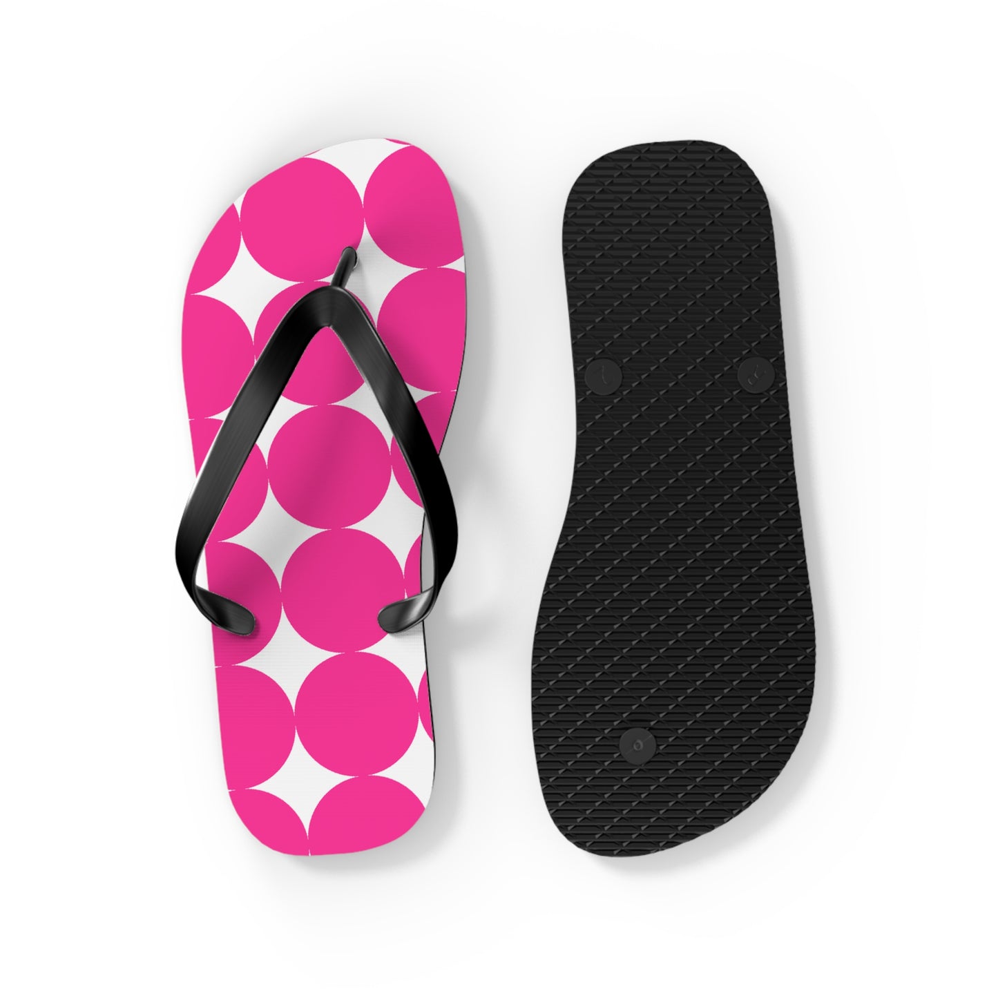 Vibrant Pink Polka Dot Flip Flops, Summer Footwear, Beach Sandals, Vacation Essentials, Fun Poolside Slides