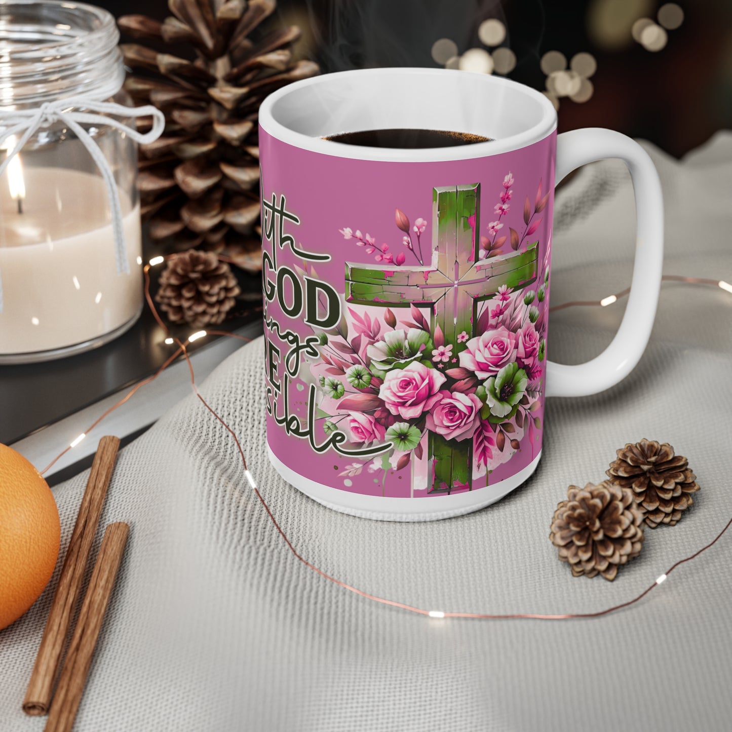 Floral Faith-Inspired Coffee Mug, Inspirational Gift for Christians, Devotional Ceramic Cup for Home, Office, Holidays