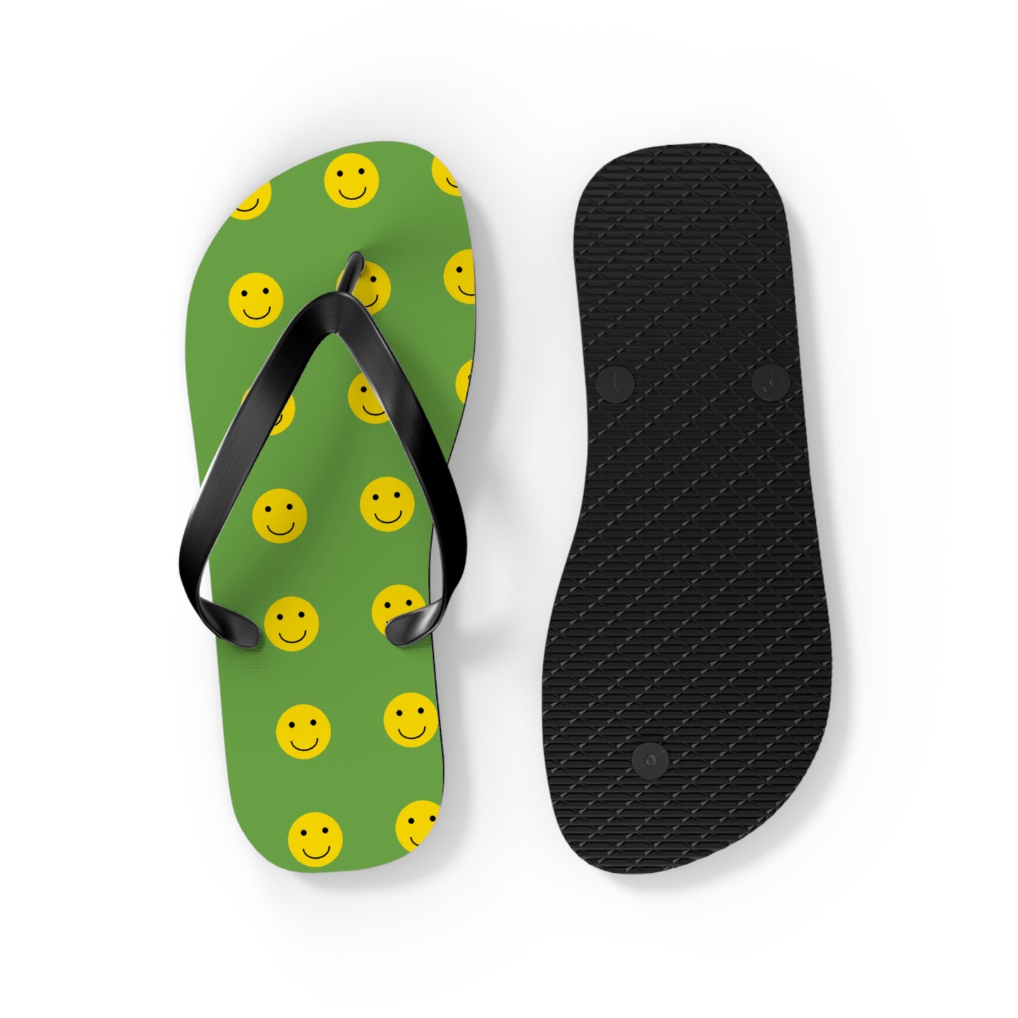 Smiley Face Flip Flops, Summer Footwear, Fun Beach Sandals, Vacation Accessories, Gift for Friends, Pool Party Essentials