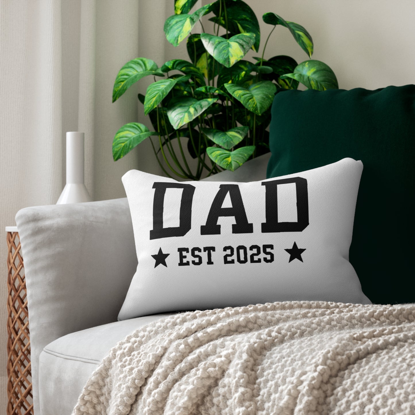 Dad Est. 2025 Lumbar Pillow, Personalized Gift for New Dads, Throw Pillow for Home Decor, Father's Day Gift, Nursery Decoration