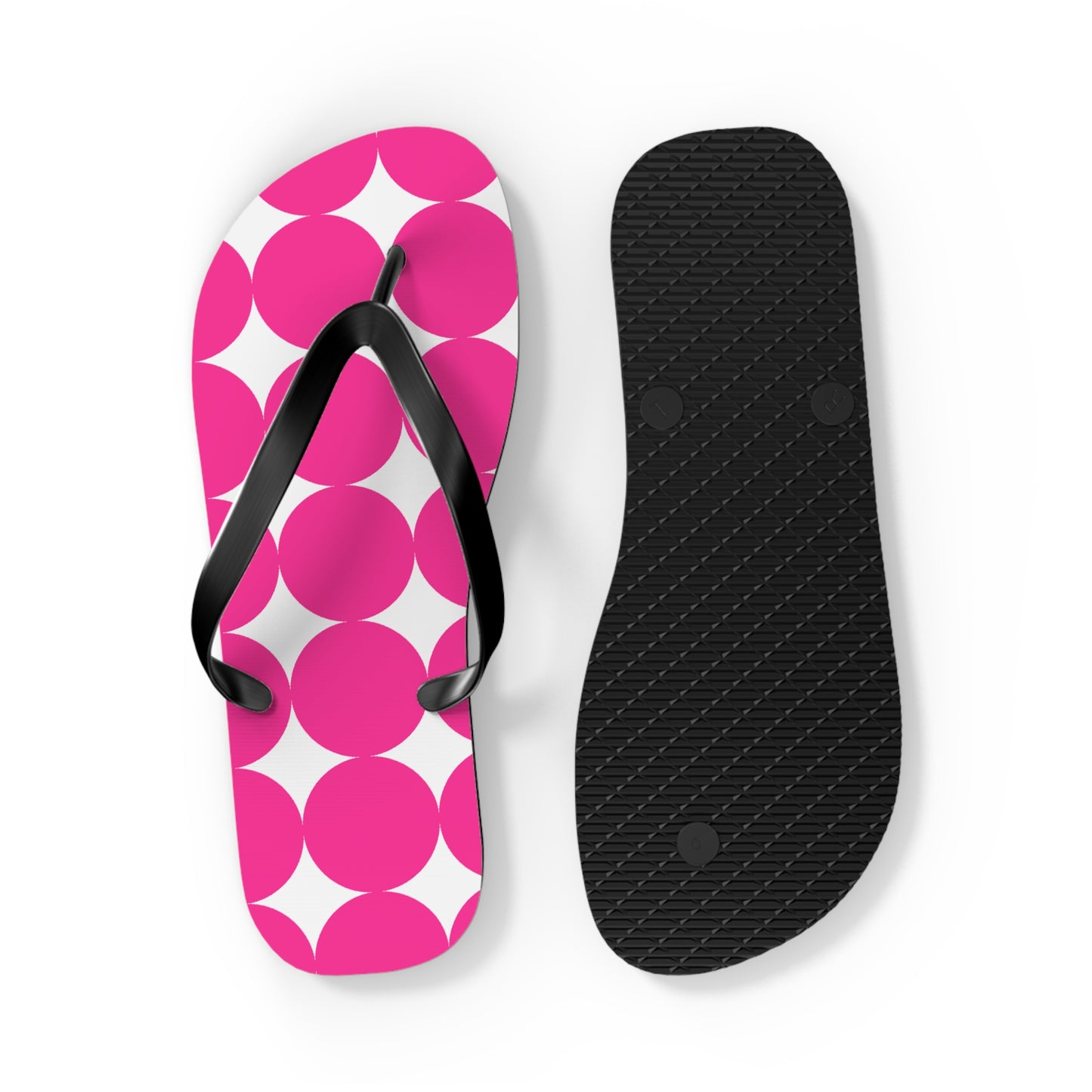 Vibrant Pink Polka Dot Flip Flops, Summer Footwear, Beach Sandals, Vacation Essentials, Fun Poolside Slides