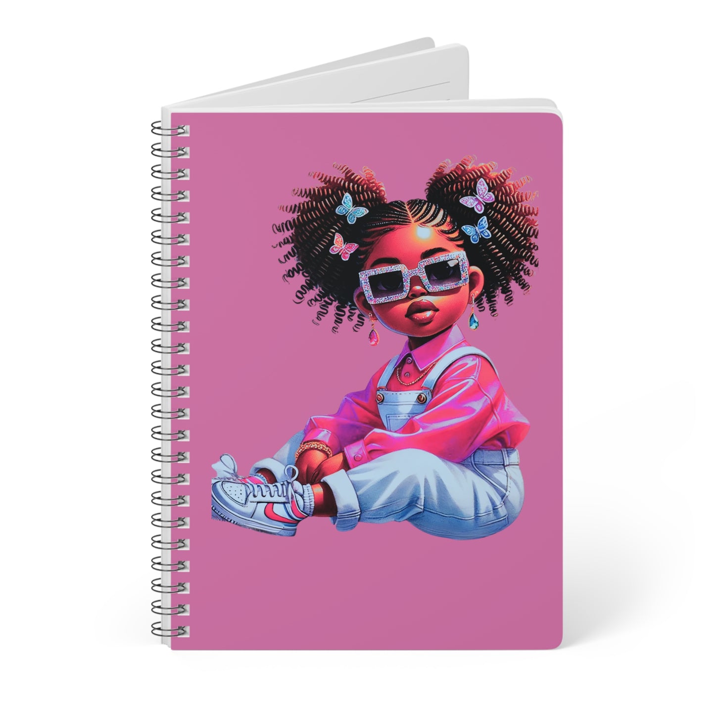 Chic Girl Wirobound Notebook, Cute Journal, A5 Sketchbook, Stationery Gift, Teen Gift, Personal Diary, School Supplies