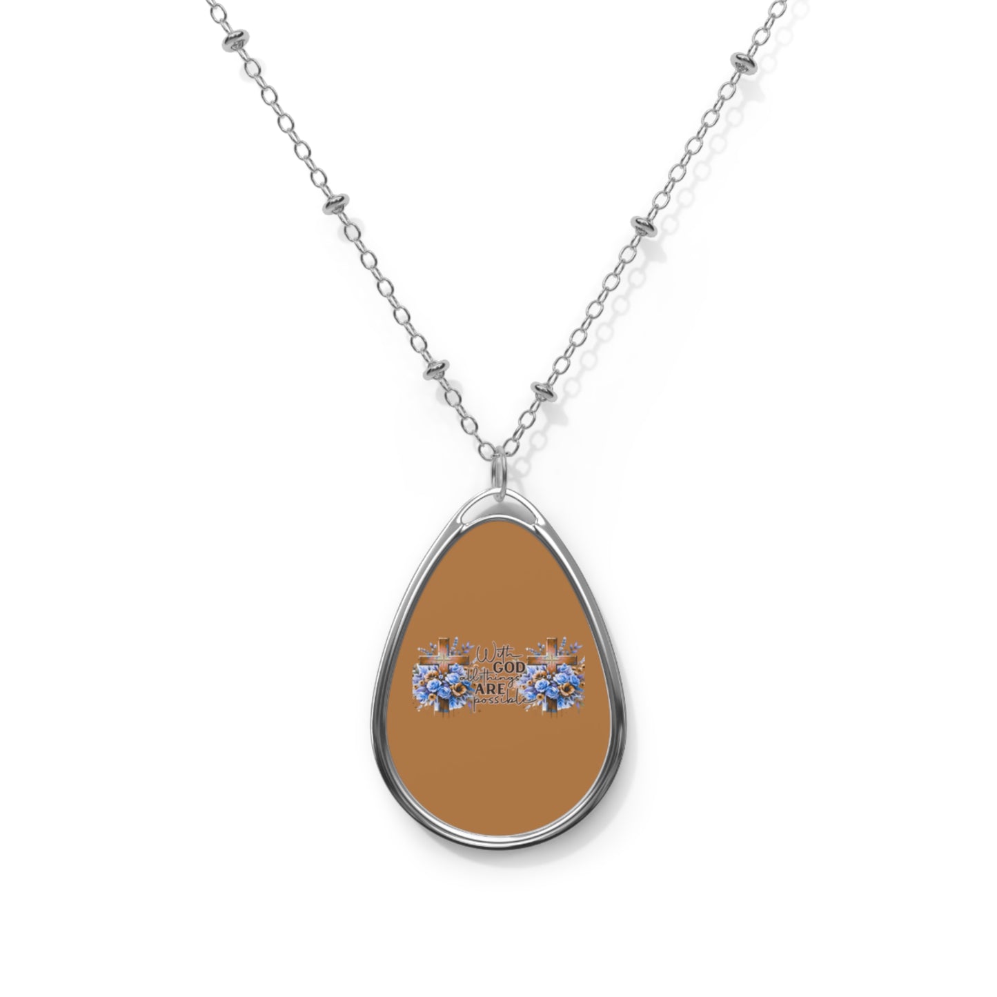 Floral Oval Necklace with Inspirational Quote, Elegant Jewelry for Daily Wear, Mother's Day Gift, Personalized Gift, Fashion Accessory