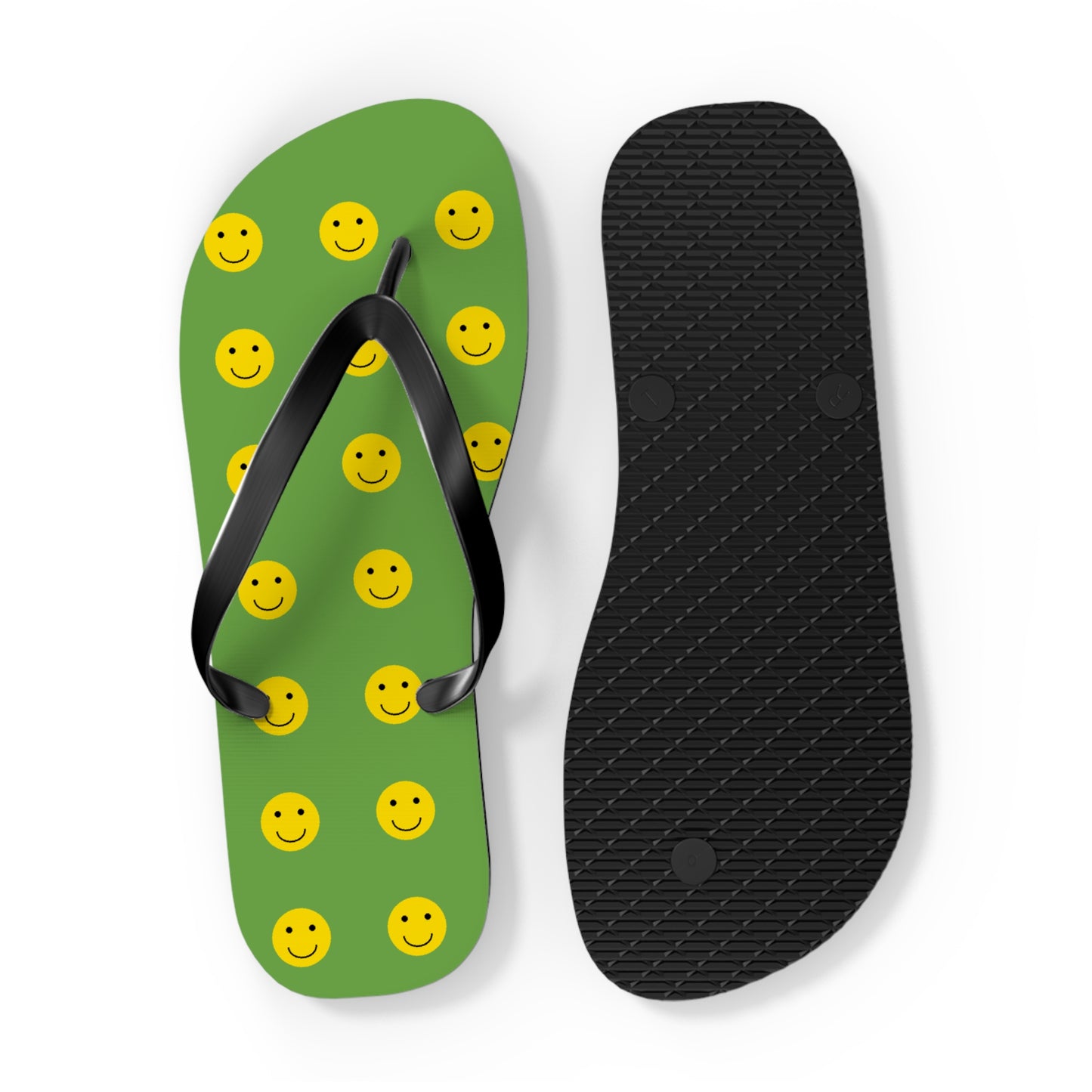 Smiley Face Flip Flops, Summer Footwear, Fun Beach Sandals, Vacation Accessories, Gift for Friends, Pool Party Essentials
