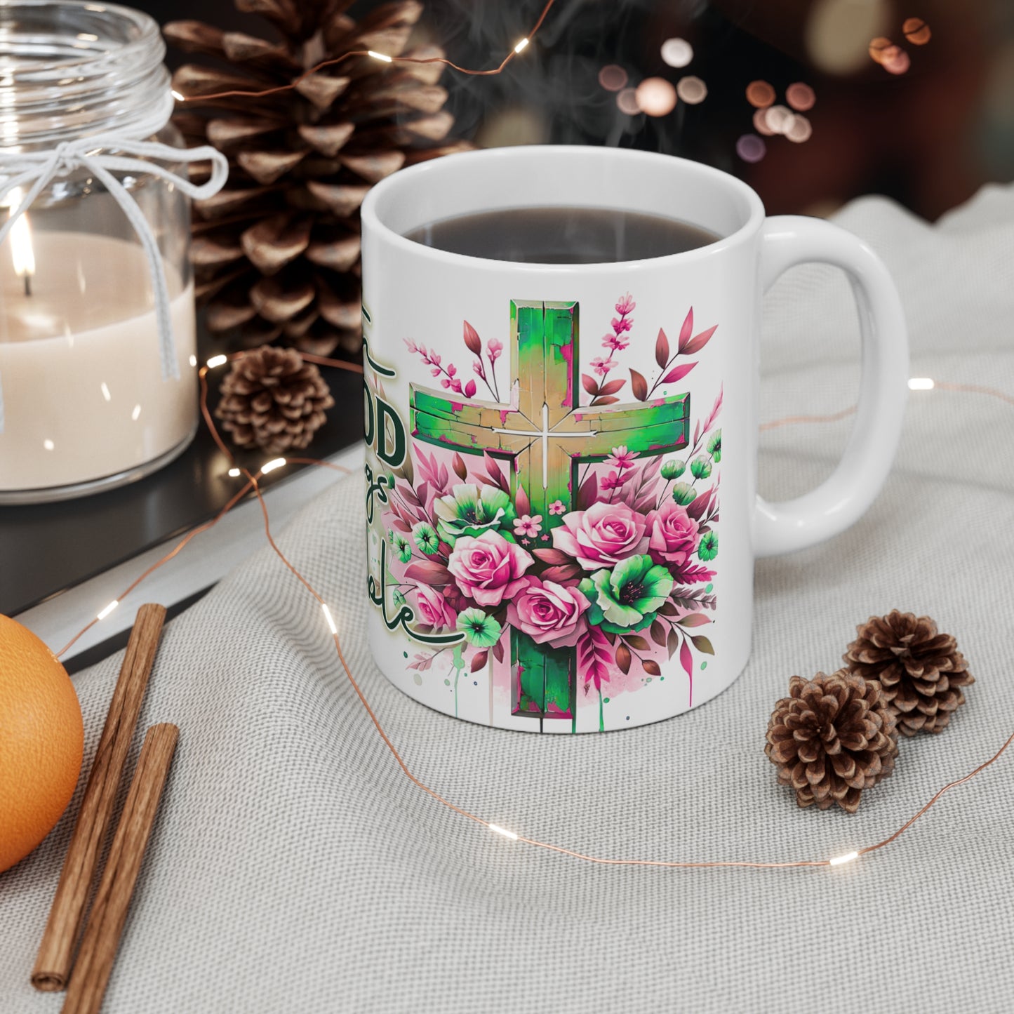 Faith-Inspired Ceramic Coffee Cups with Floral Design, Motivational Mug, Religious Gift, Inspirational Drinkware, Mug for Christians, [...]