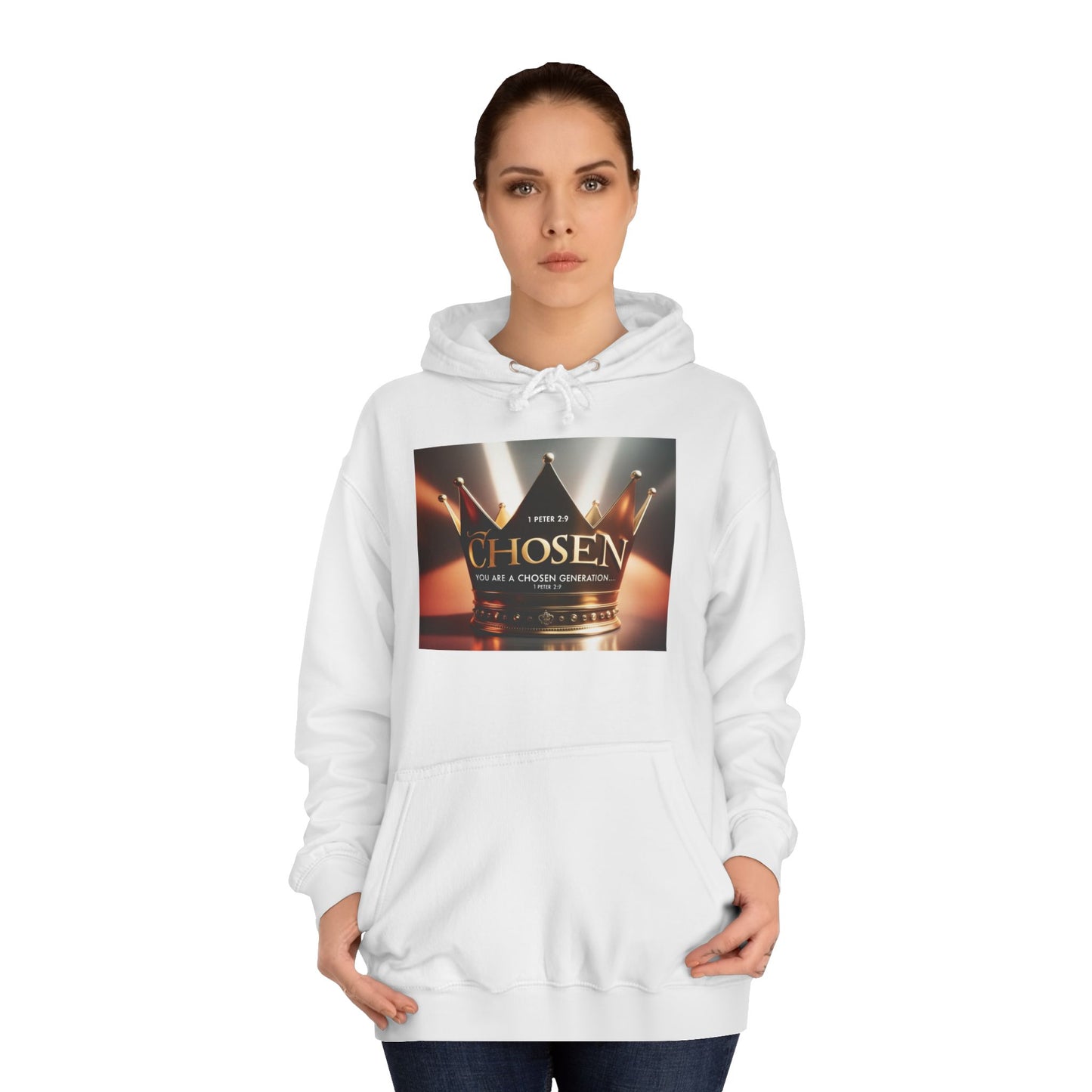 Chosen Unisex College Hoodie, Inspirational Sweatshirt, Motivational Gift, College Apparel, Positive Message Clothing
