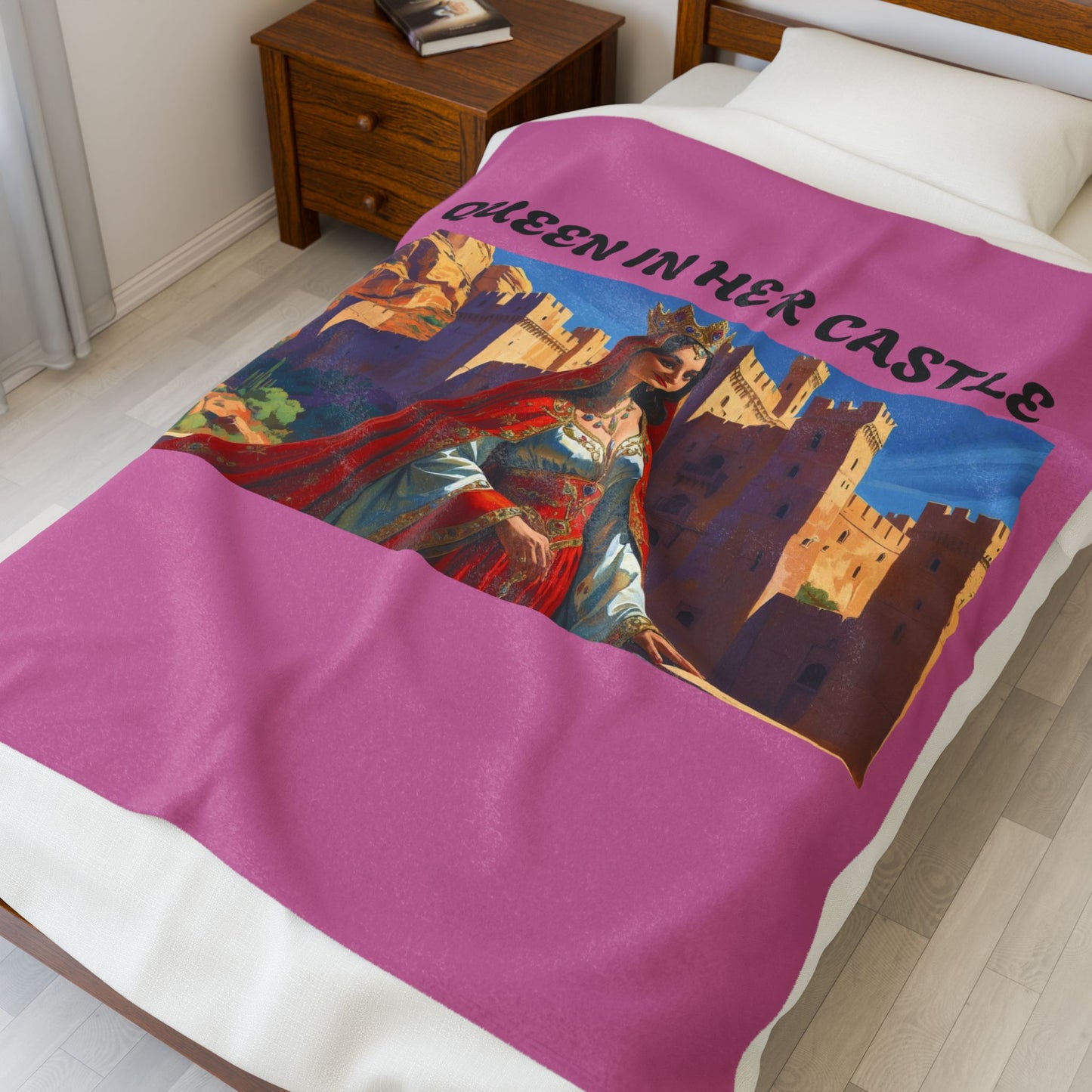 Queen in Her Castle Velveteen Plush Blanket - Cozy Throw for Royal Fans,