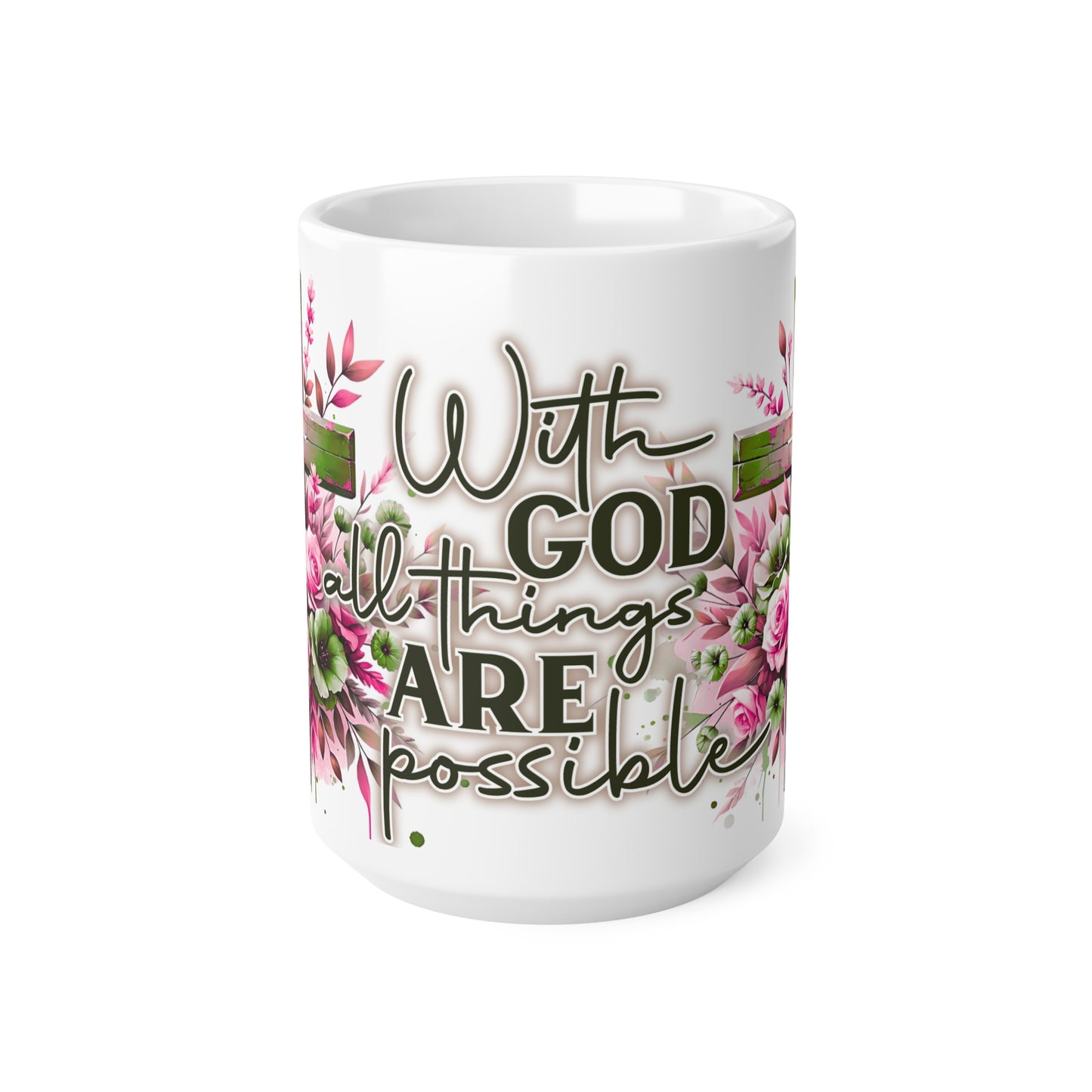 Faith-Inspired Ceramic Coffee Mug with Floral Design, Christian Gift, Encouragement Cup, Personalized Mug for Friends, Coffee Lover Present