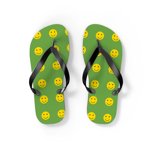 Smiley Face Flip Flops, Summer Footwear, Fun Beach Sandals, Vacation Accessories, Gift for Friends, Pool Party Essentials