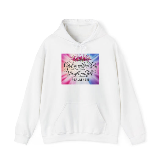Inspirational Quote Hoodie - God is Within Her, Psalm 46:5 - Cozy Faith-Based Sweatshirt, Inspirational Gift for Women, Spiritual Wear,