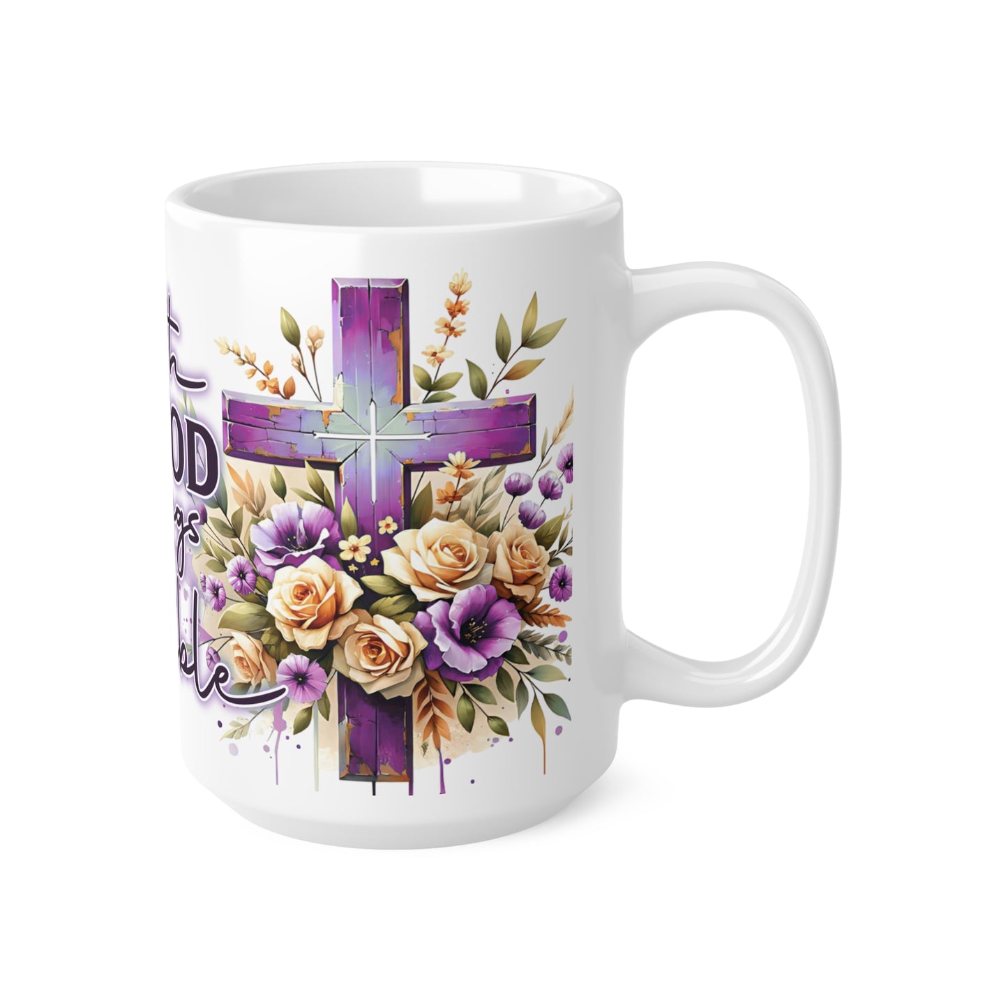 Faith-Inspired Ceramic Coffee Mug - 11oz & 15oz, With God All Things Are Possible, Inspirational Gift for Believers, Surround Yourself [...]