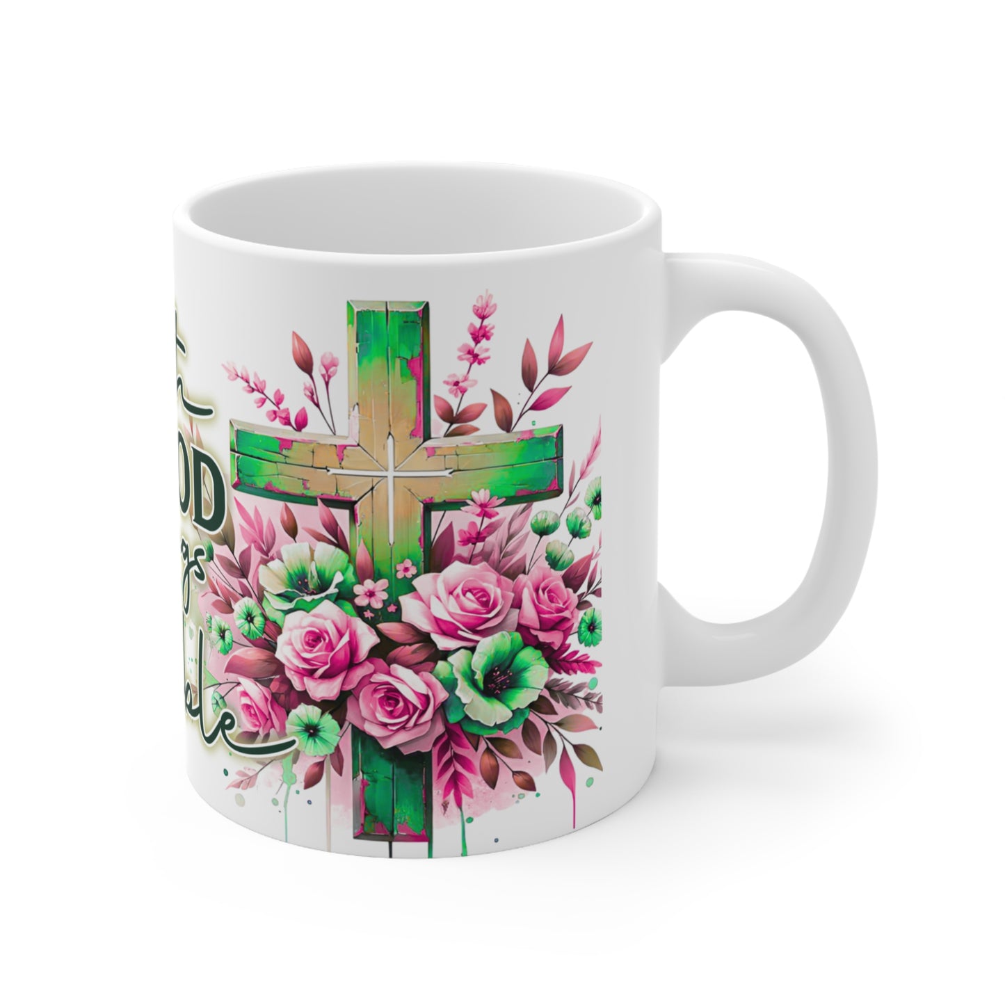 Faith-Inspired Ceramic Coffee Cups with Floral Design, Motivational Mug, Religious Gift, Inspirational Drinkware, Mug for Christians, [...]