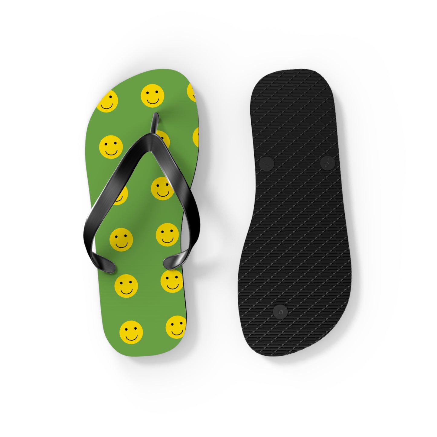 Smiley Face Flip Flops, Summer Footwear, Fun Beach Sandals, Vacation Accessories, Gift for Friends, Pool Party Essentials