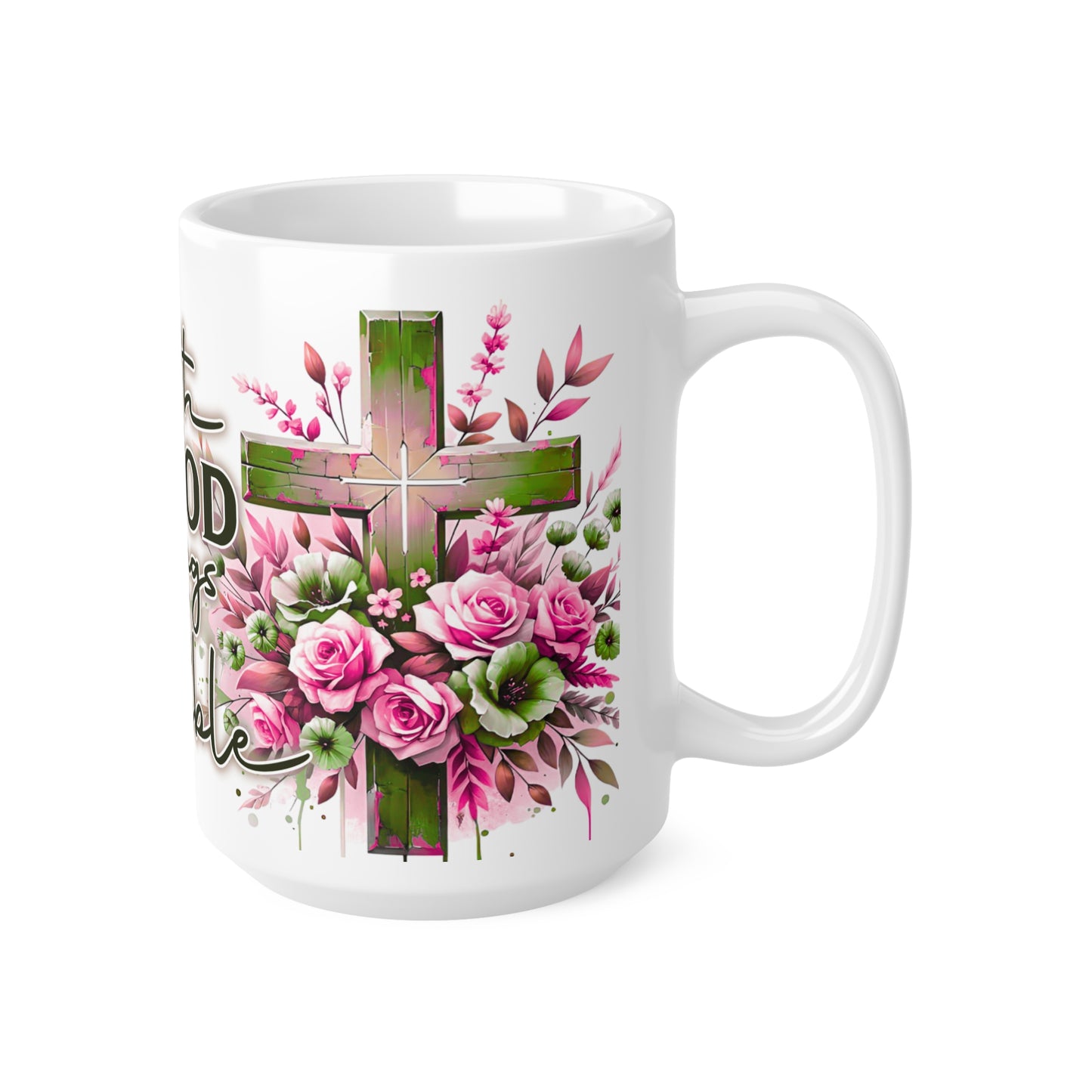 Faith-Inspired Ceramic Coffee Mug with Floral Design, Christian Gift, Encouragement Cup, Personalized Mug for Friends, Coffee Lover Present