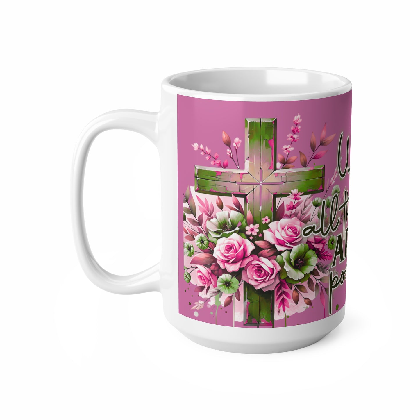Floral Faith-Inspired Coffee Mug, Inspirational Gift for Christians, Devotional Ceramic Cup for Home, Office, Holidays