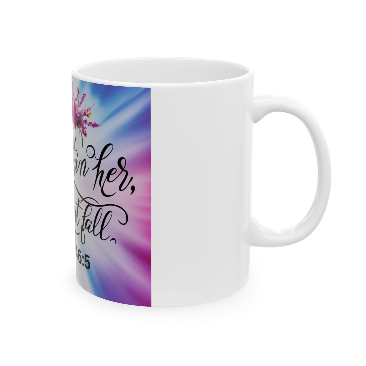 Inspirational Ceramic Mug - "God is within her, she will not fall" - Perfect Gift for Women, Faith, Home Decor, Coffee Lovers, Religious