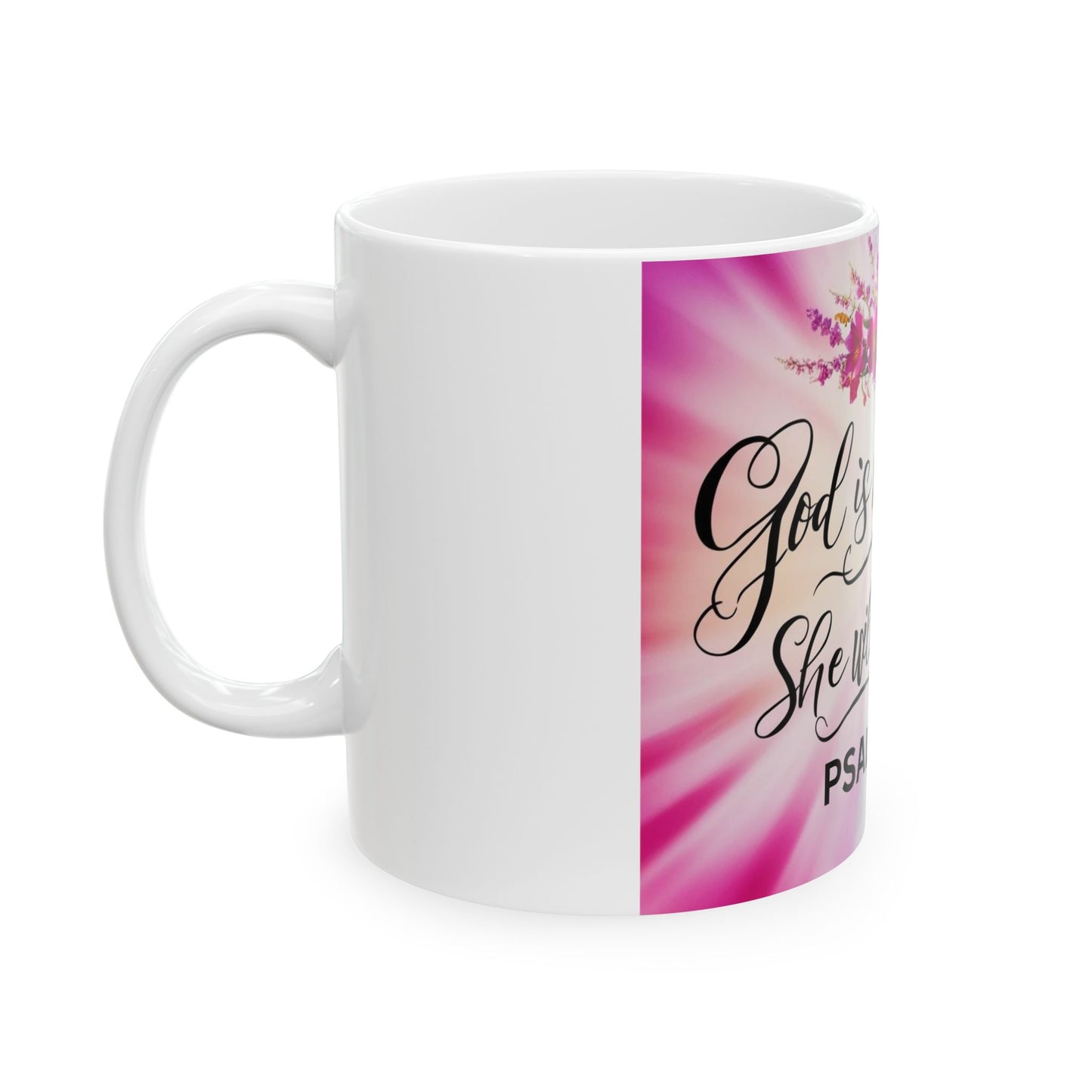 Inspirational Ceramic Mug - "God is within her, she will not fall" - Perfect Gift for Women, Faith, Home Decor, Coffee Lovers, Religious