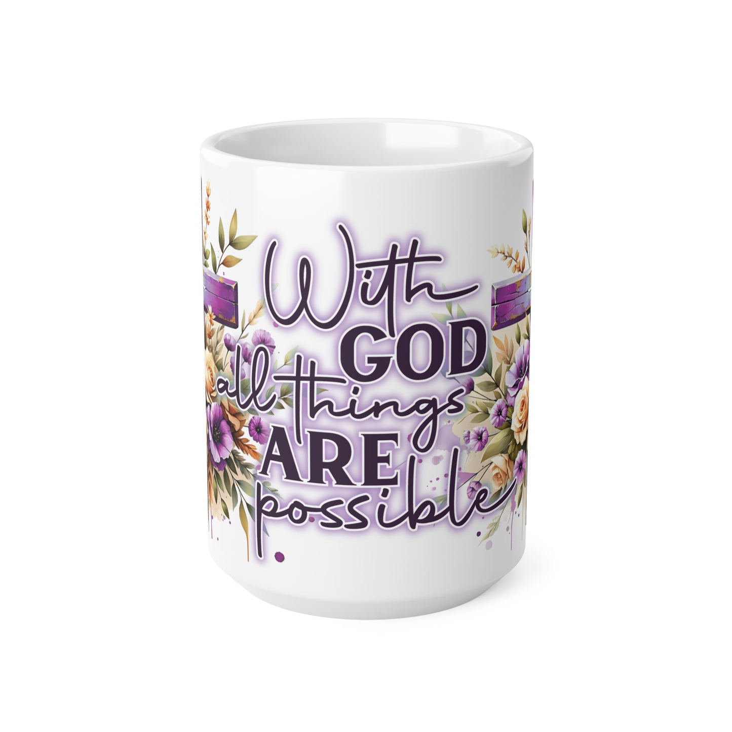 Faith-Inspired Ceramic Coffee Mug - 11oz & 15oz, With God All Things Are Possible, Inspirational Gift for Believers, Surround Yourself [...]