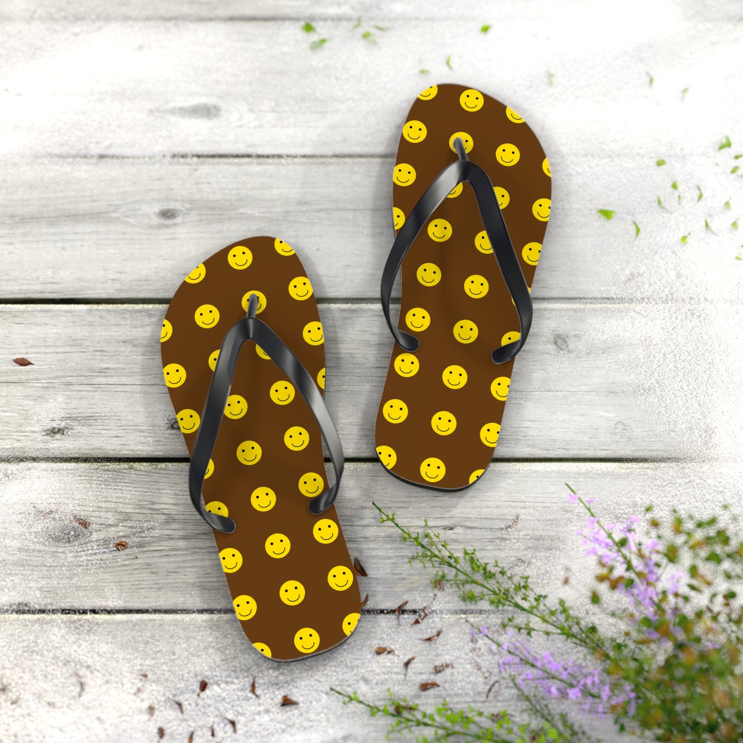 Brown Smiley Flip Flops