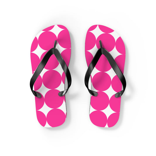 Vibrant Pink Polka Dot Flip Flops, Summer Footwear, Beach Sandals, Vacation Essentials, Fun Poolside Slides