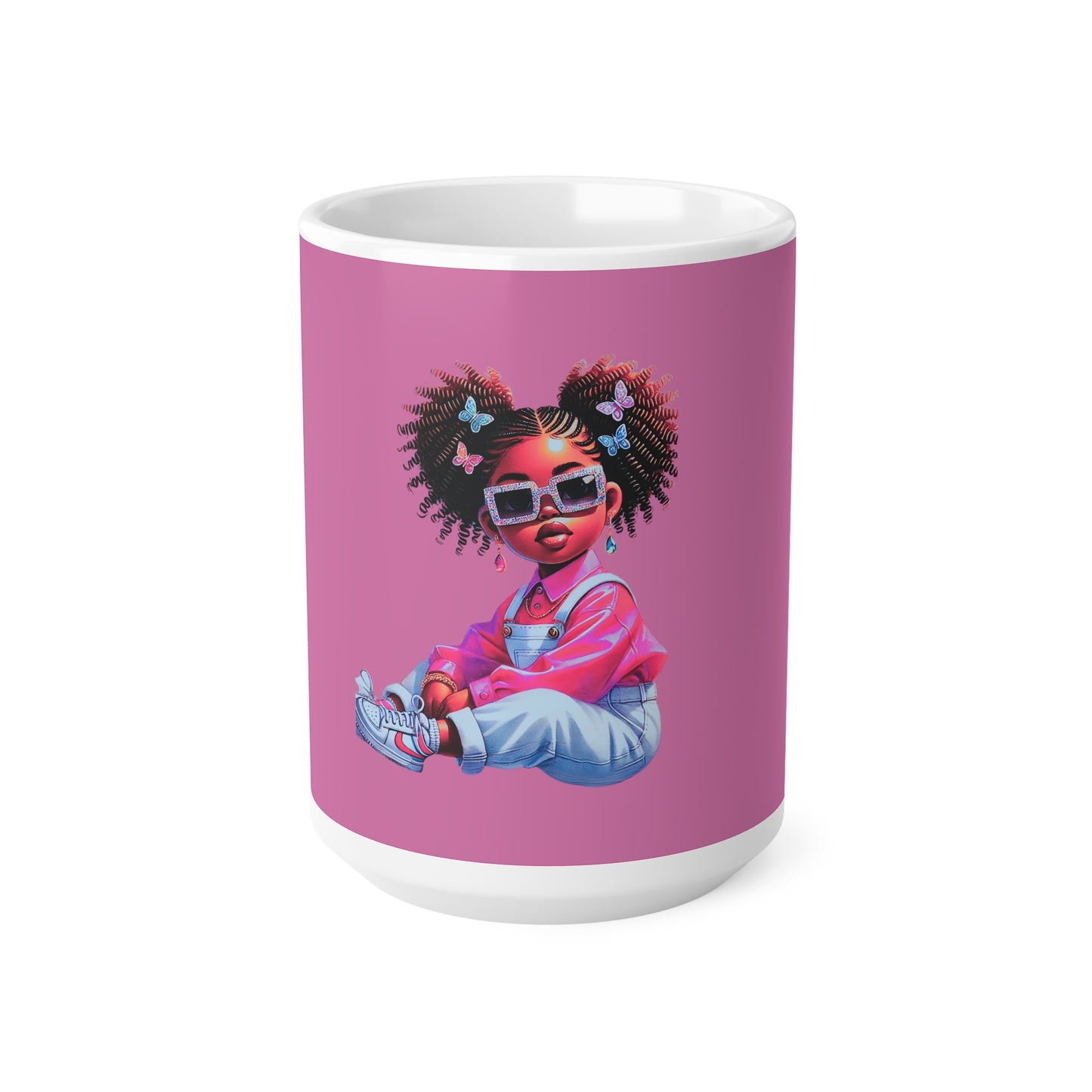 Trendy Ceramic Coffee Cup with Afro Girl Design, Cute Gift for Coffee Lovers, Unique Mug for Women, Fun Gift for Birthdays, 11oz or 15oz