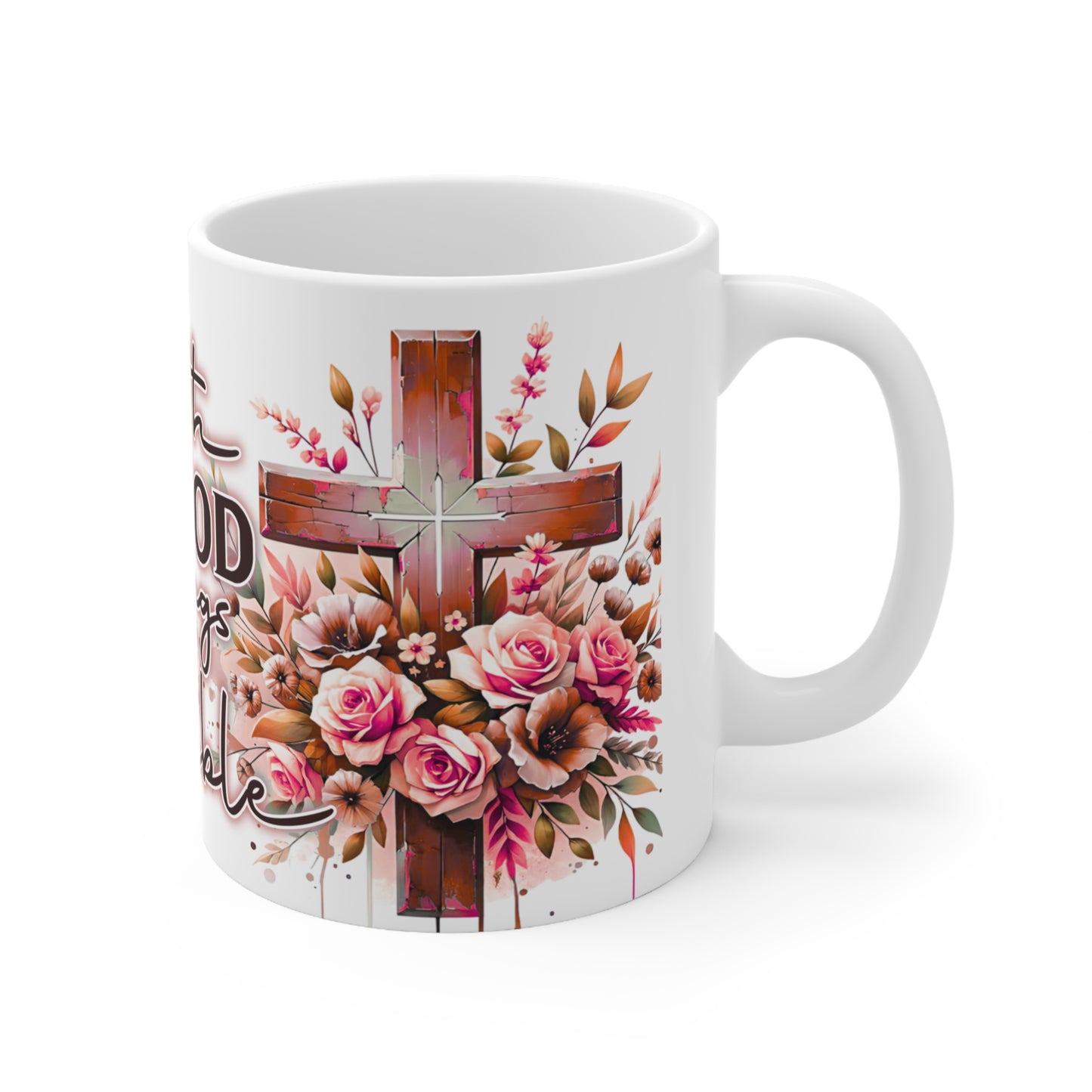 Inspirational Floral Ceramic Coffee Cups - With God All Things Are Possible, Faith Mug, Religious Gift, Empowering Home Decor, [...]