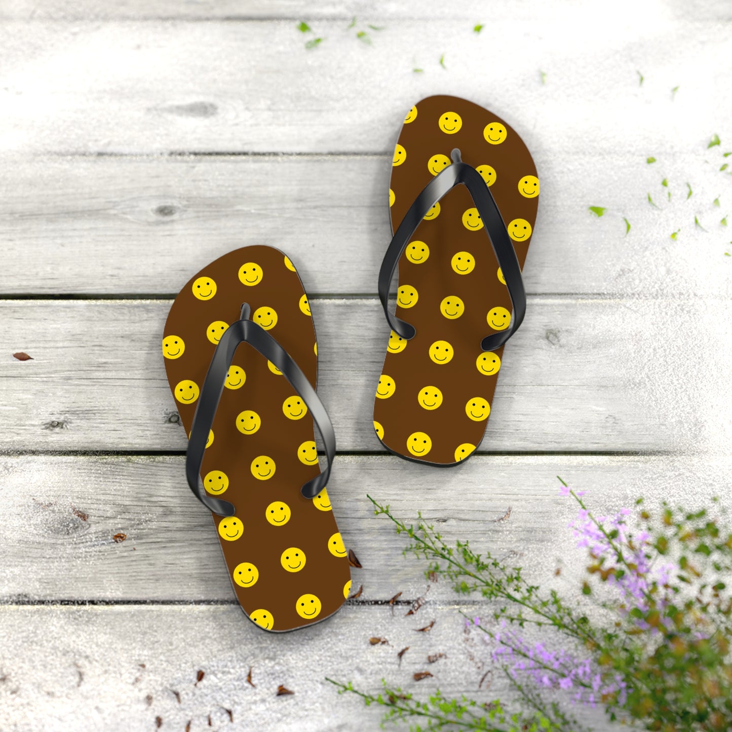 Brown Smiley Flip Flops