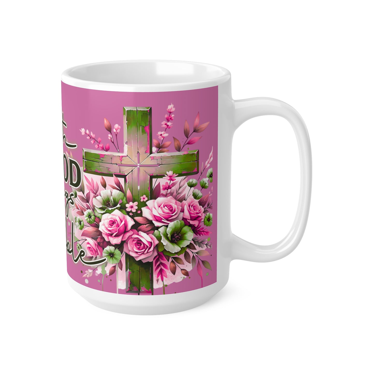 Floral Faith-Inspired Coffee Mug, Inspirational Gift for Christians, Devotional Ceramic Cup for Home, Office, Holidays