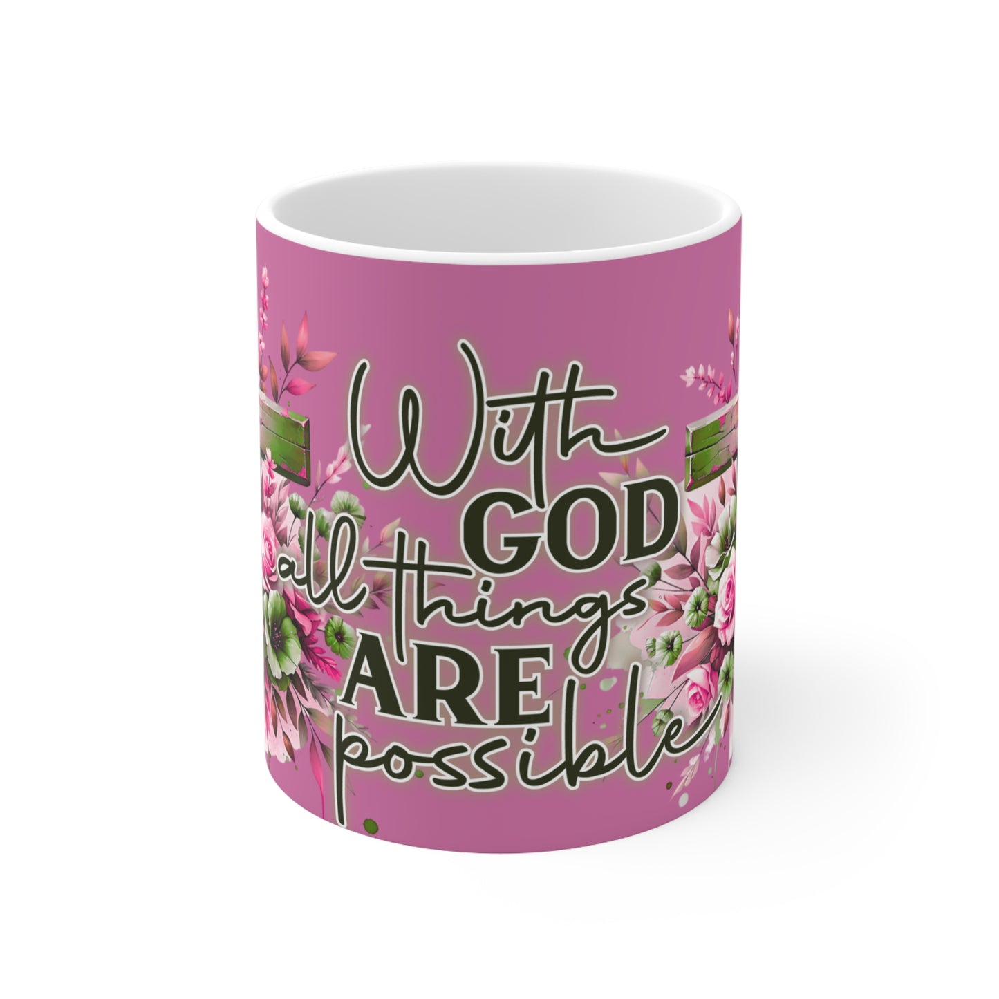 Floral Faith-Inspired Coffee Mug, Inspirational Gift for Christians, Devotional Ceramic Cup for Home, Office, Holidays