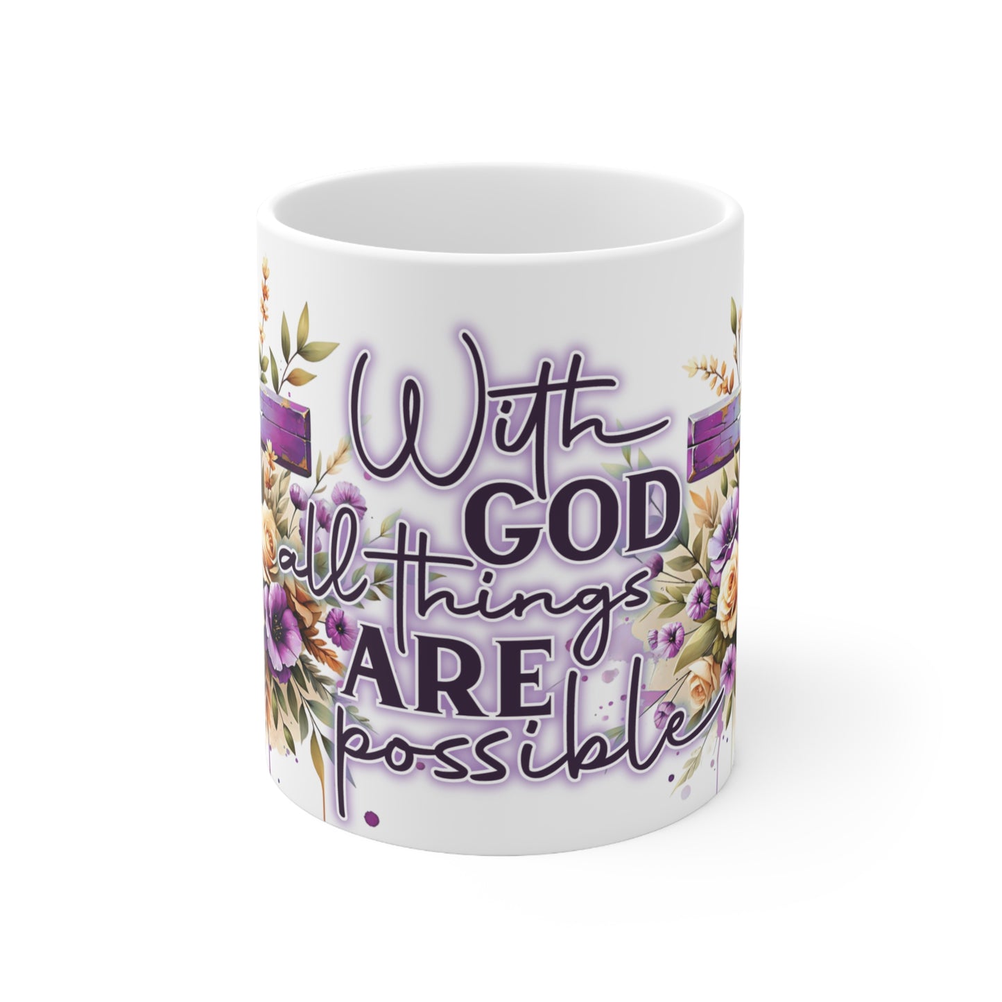 Faith-Inspired Ceramic Coffee Mug - 11oz & 15oz, With God All Things Are Possible, Inspirational Gift for Believers, Surround Yourself [...]