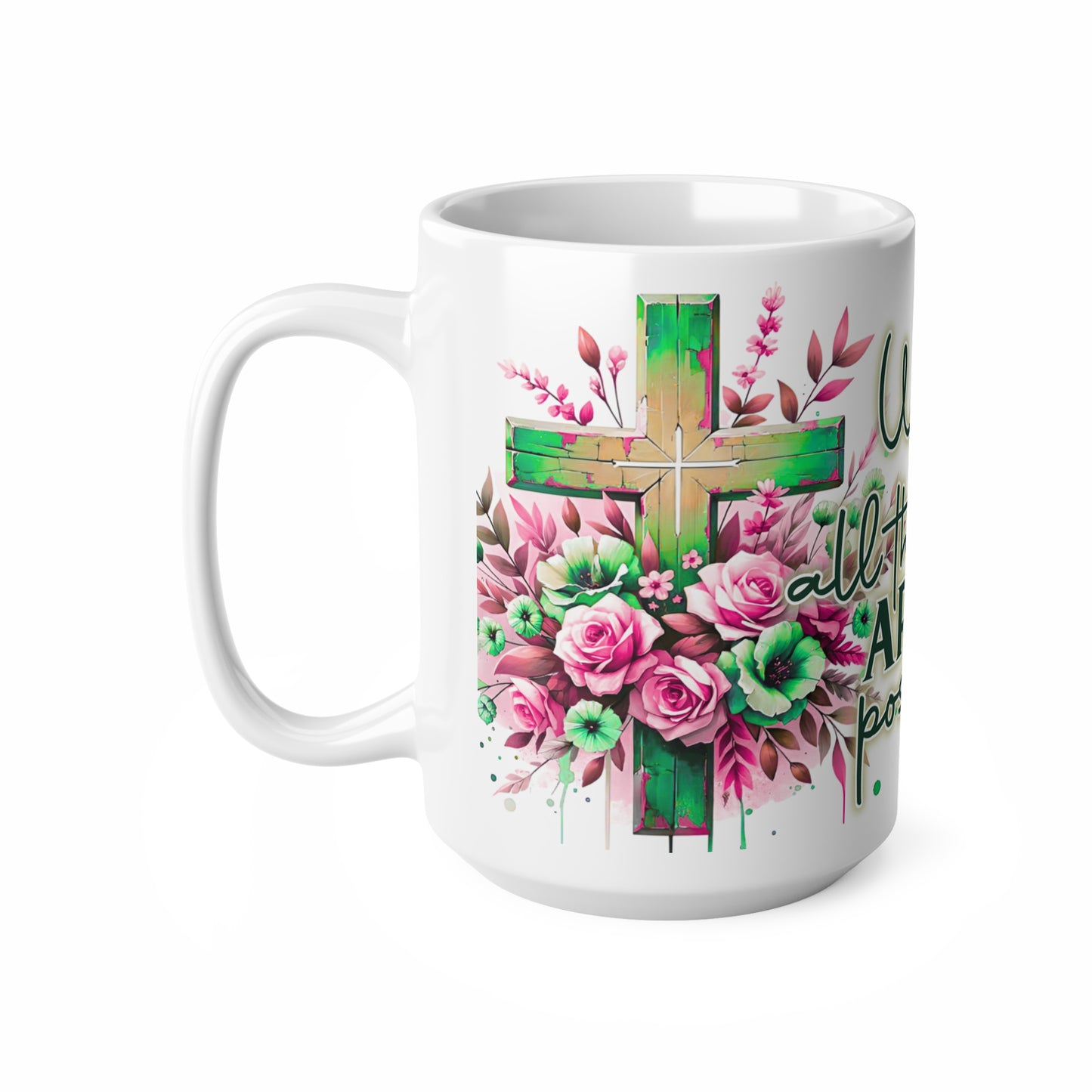 Faith-Inspired Ceramic Coffee Cups with Floral Design, Motivational Mug, Religious Gift, Inspirational Drinkware, Mug for Christians, [...]