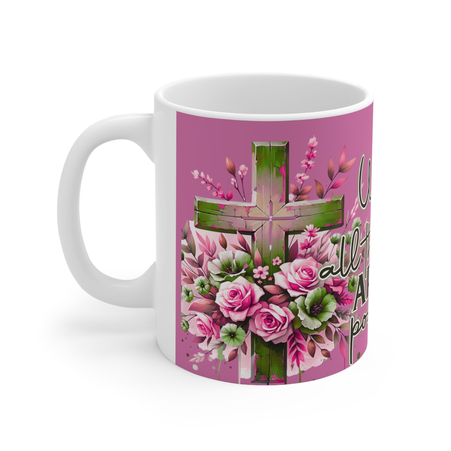 Floral Faith-Inspired Coffee Mug, Inspirational Gift for Christians, Devotional Ceramic Cup for Home, Office, Holidays