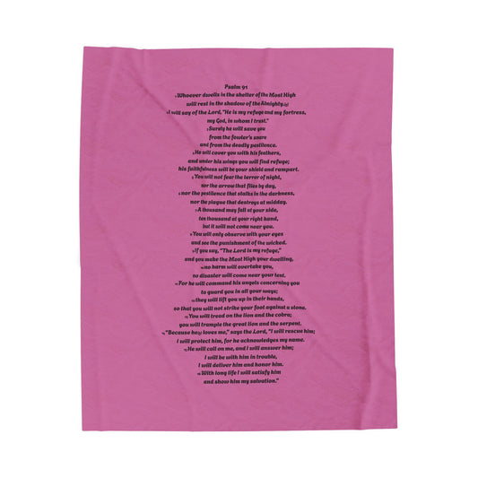 Velveteen Plush Blanket Throw - PSALM 91 Soft Inspirational Cozy Home Decor Gift