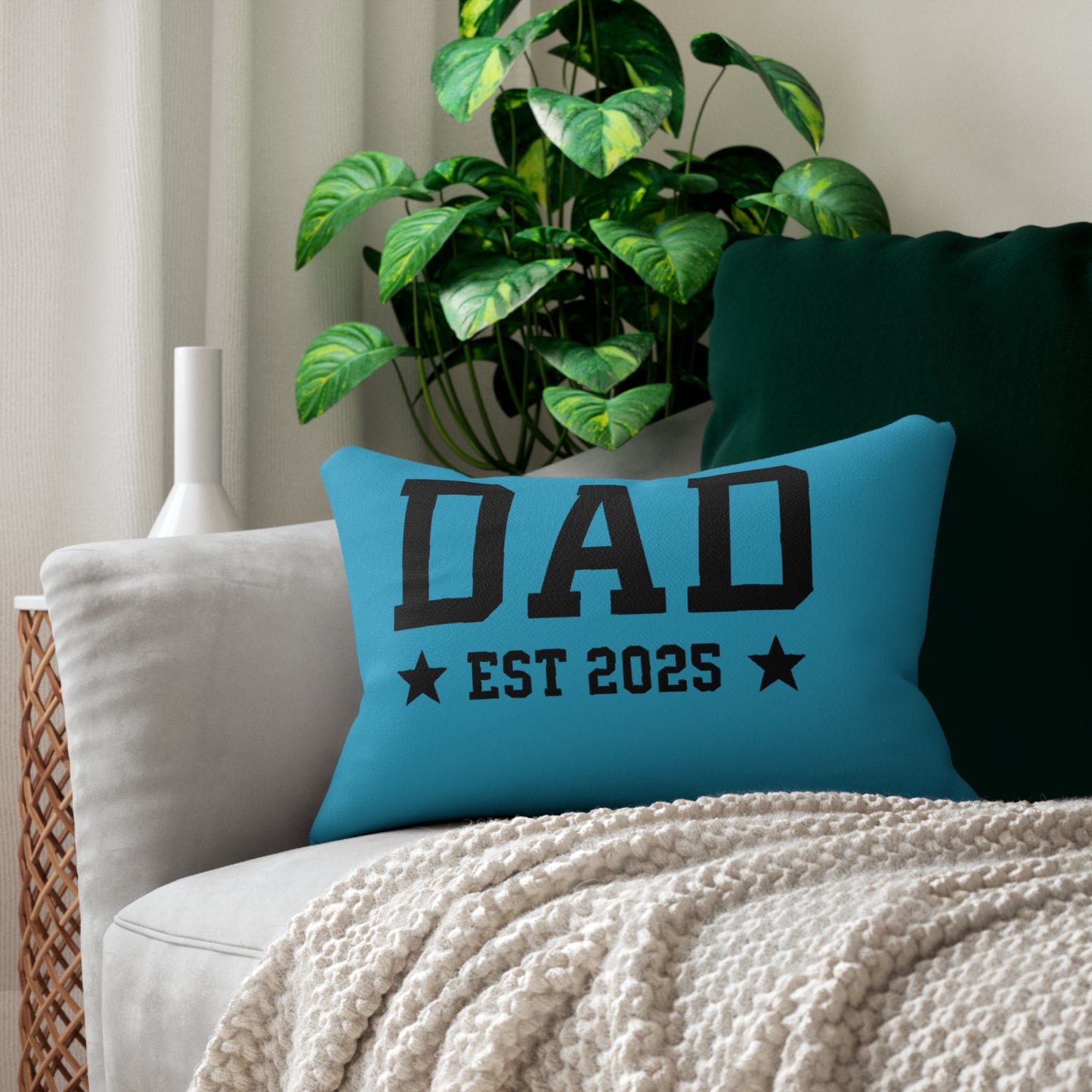 Dad Est. 2025 Lumbar Pillow, Personalized Gift for New Dads
