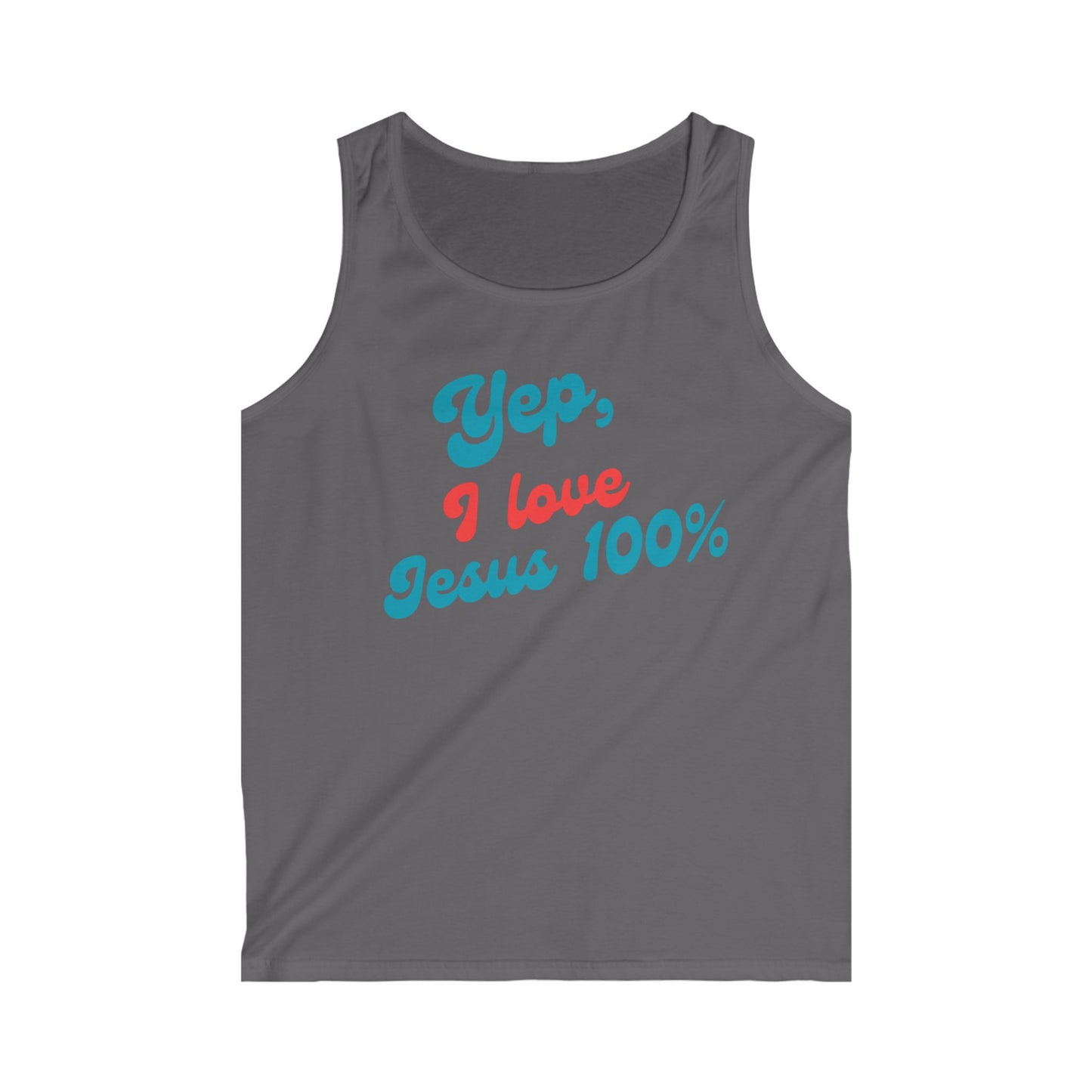 Men's Softstyle Tank Top - "Yep, I Love Jesus 100%" - Faith Apparel