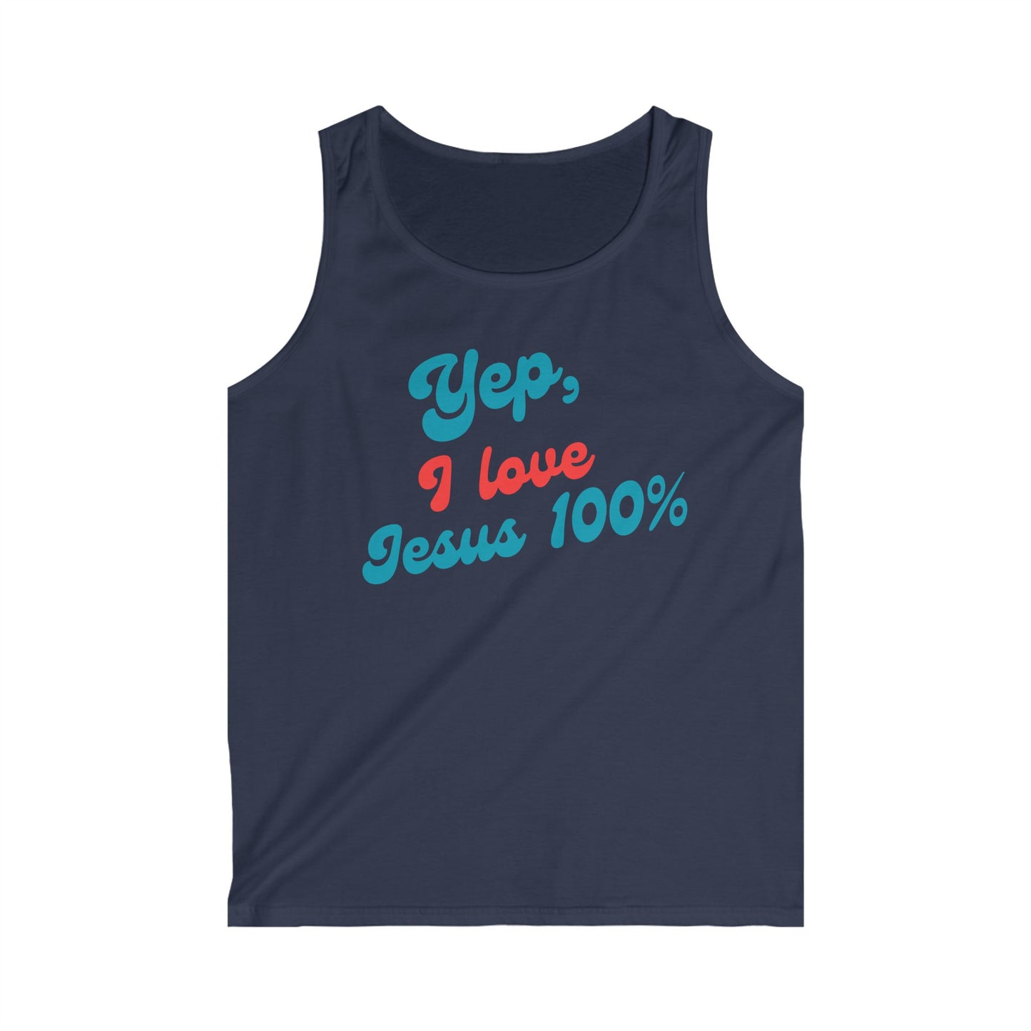 Men's Softstyle Tank Top - "Yep, I Love Jesus 100%" - Faith Apparel